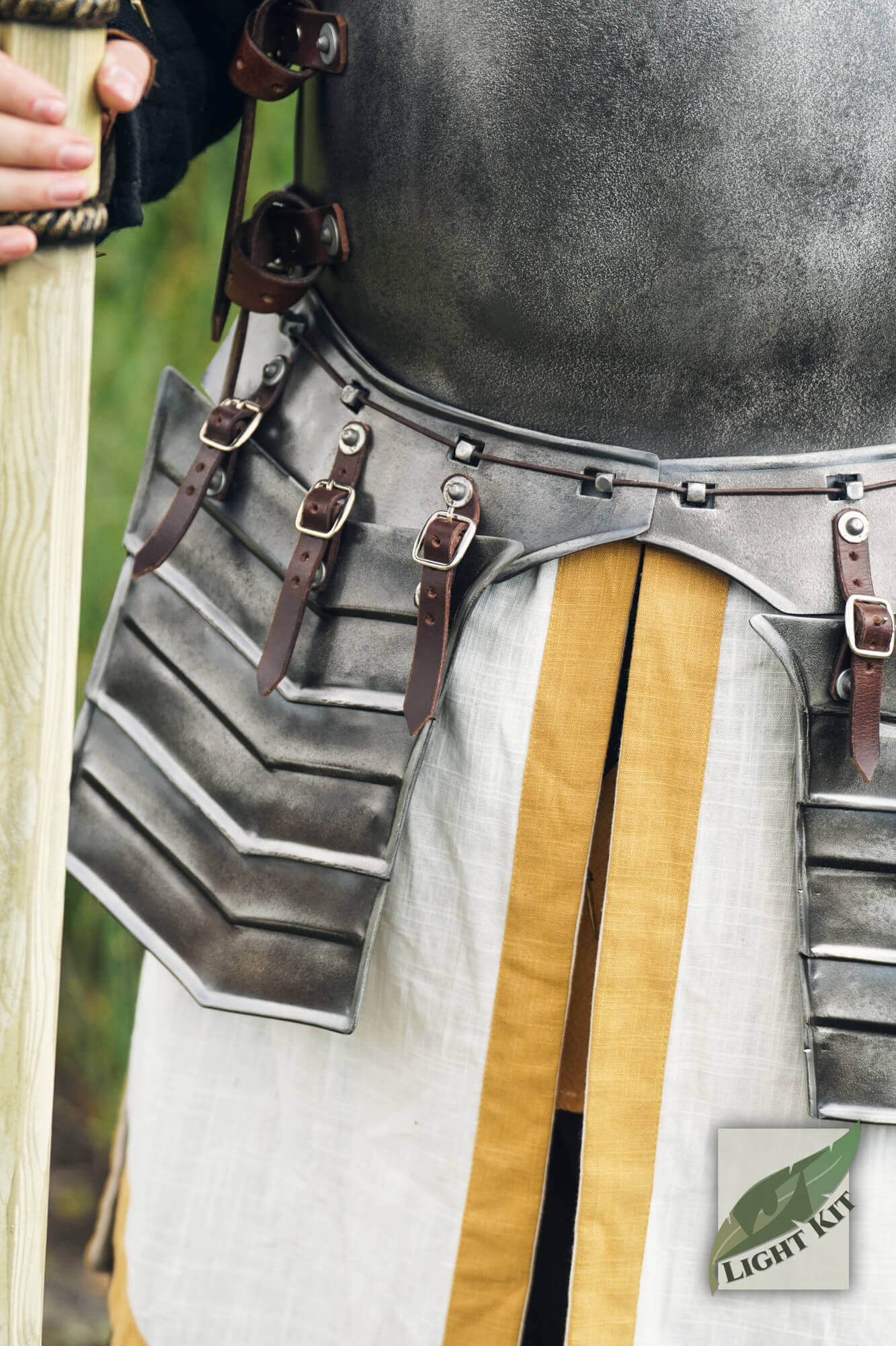 Merc Tassets - Light Kit showcasing hip and thigh armor inspired by Renaissance design, featuring structured laminate look.
