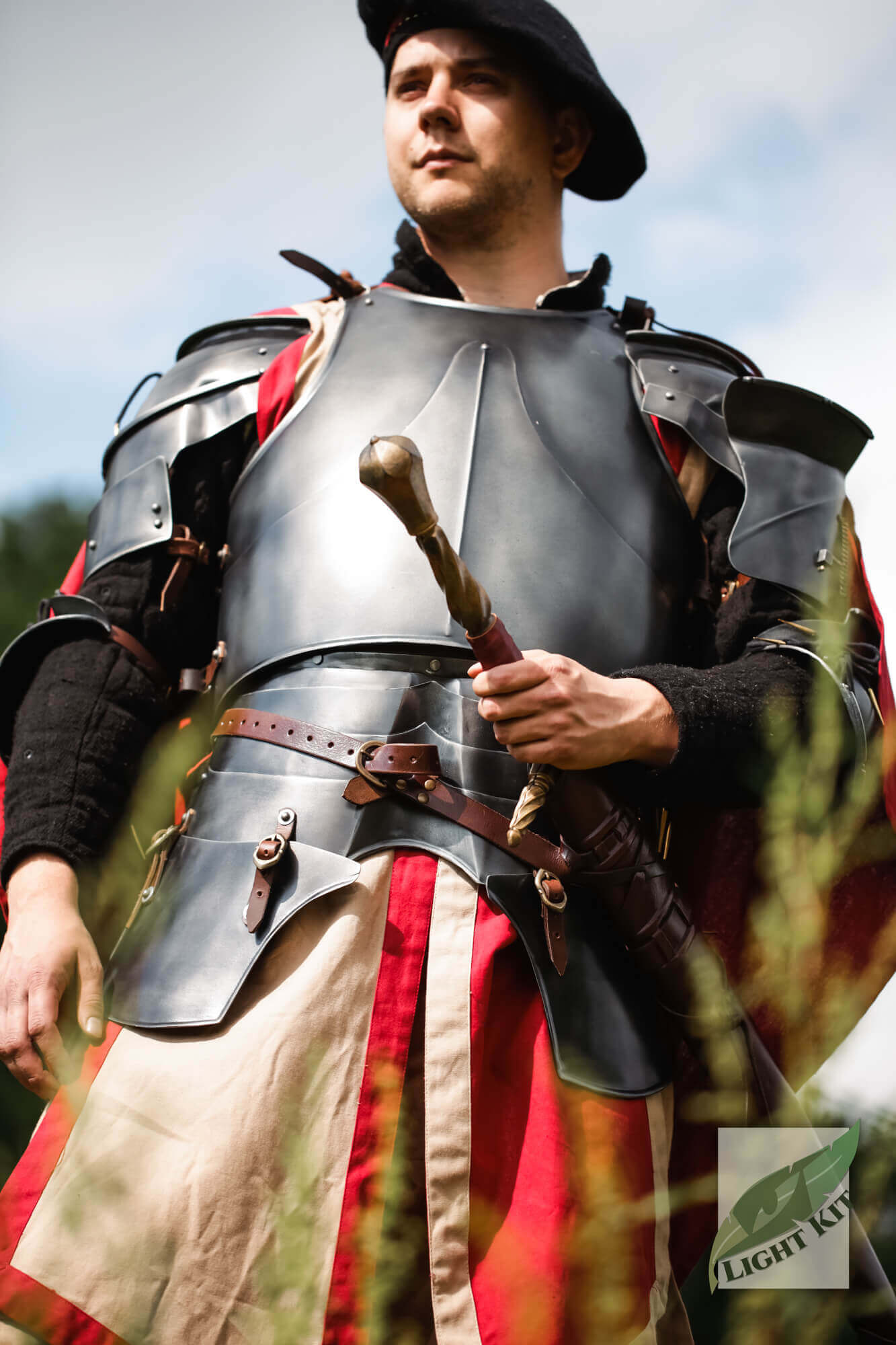 Man wearing Faulds and Tassets - Light Kit armor features, demonstrating protection and mobility on the battlefield.