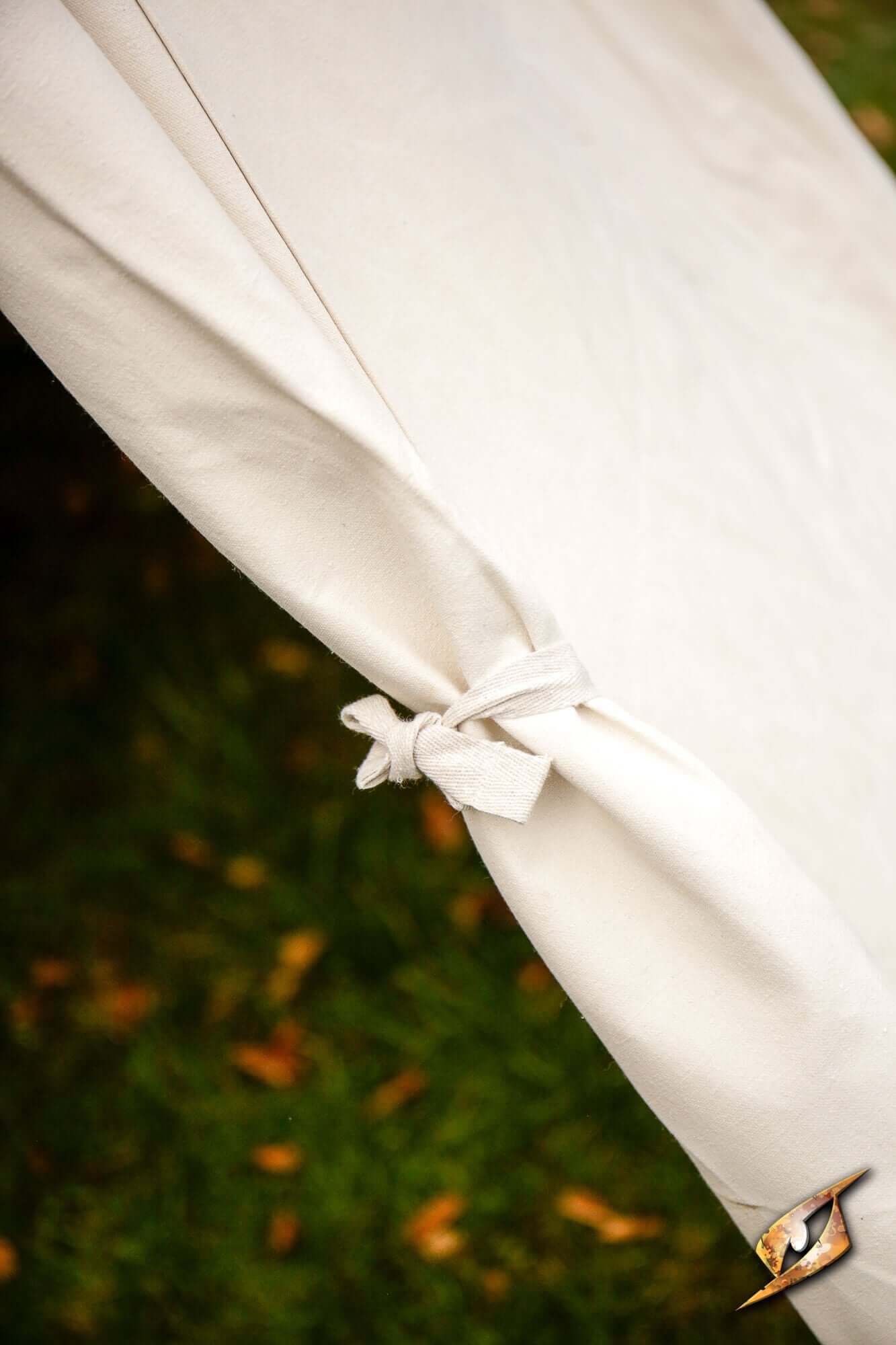 Complete Conical Tent - Compact white fabric tie detail featuring a secure knot.