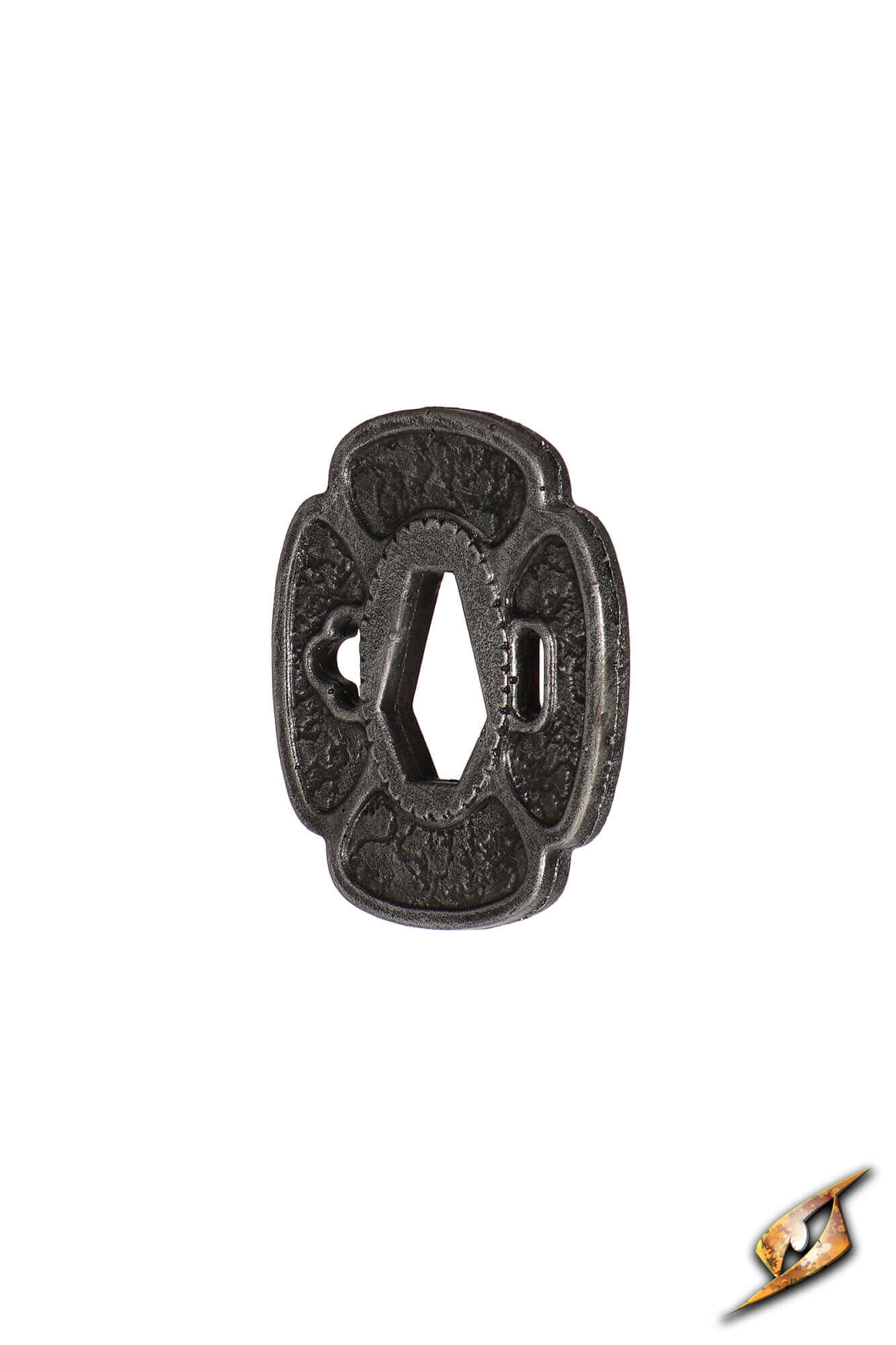 Mokko-gata Tsuba, a flexible polyurethane hand guard with a classic four-lobed melon shape for Ryugan Katana and Naginata Compact.
