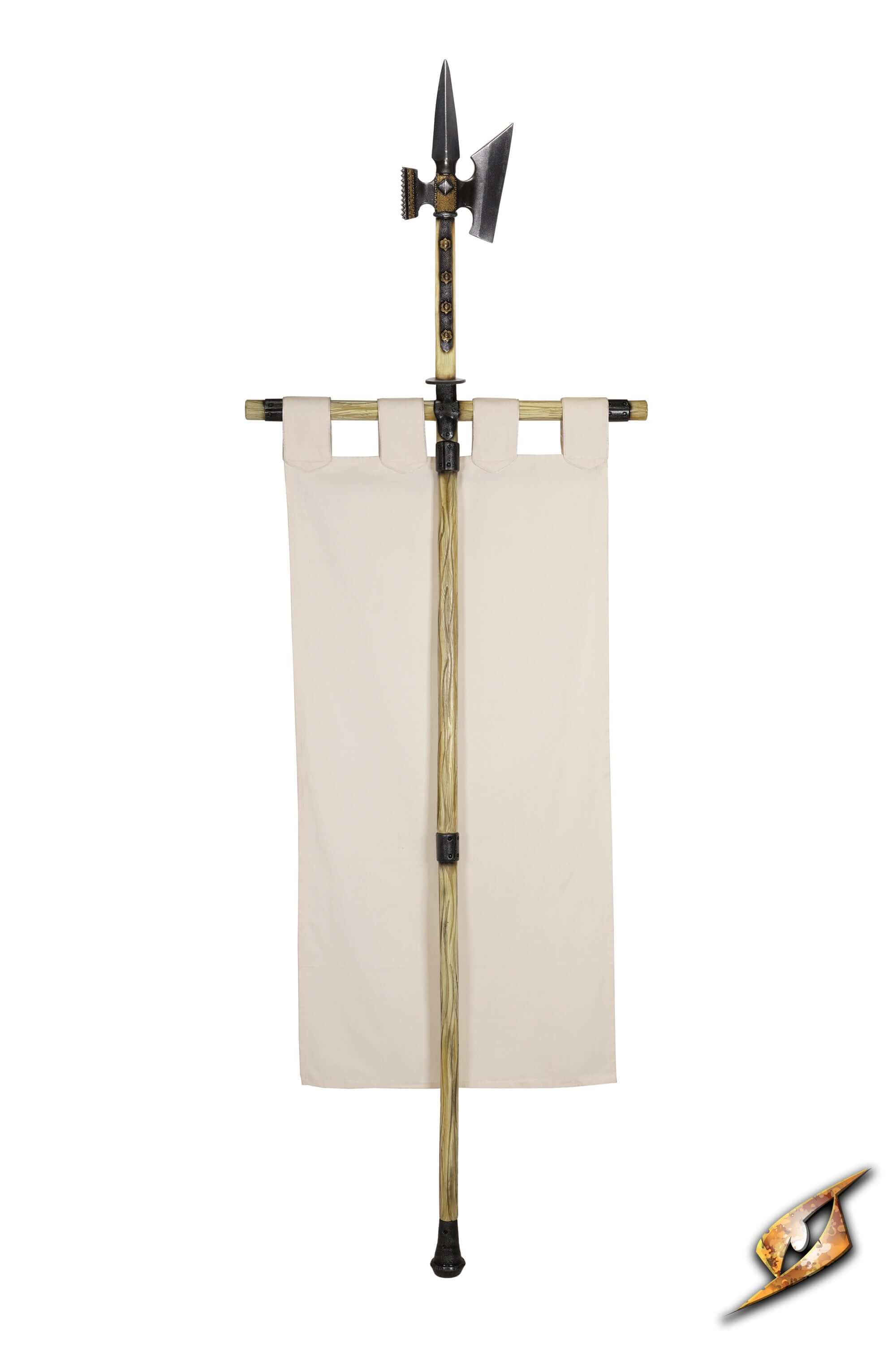 Complete Battle Standard Set - Halberd Top with angular halberd head and fabric banner on a sturdy pole.