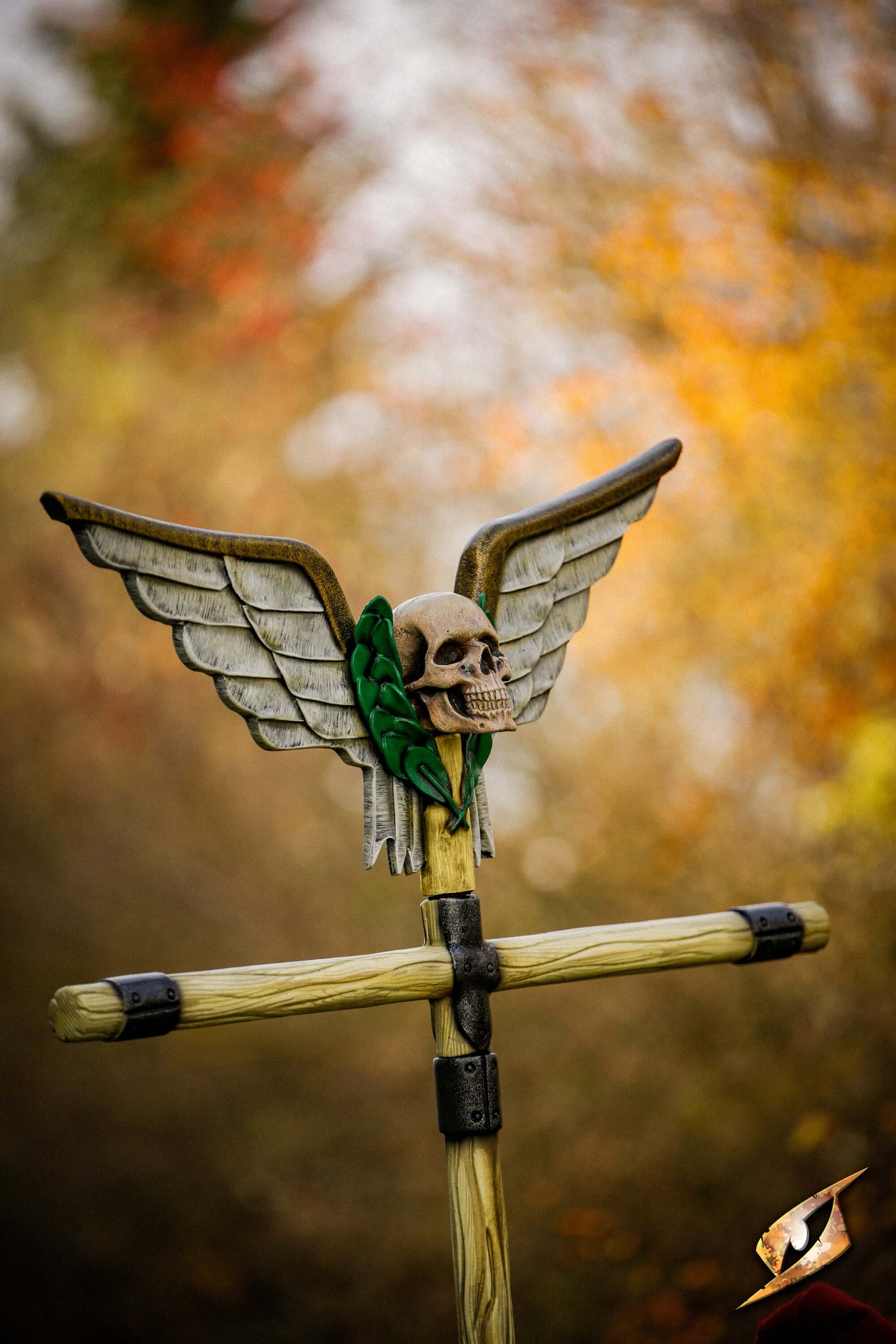 Complete Battle Standard Set - Winged Skull Top features a winged skull design atop a sturdy pole.