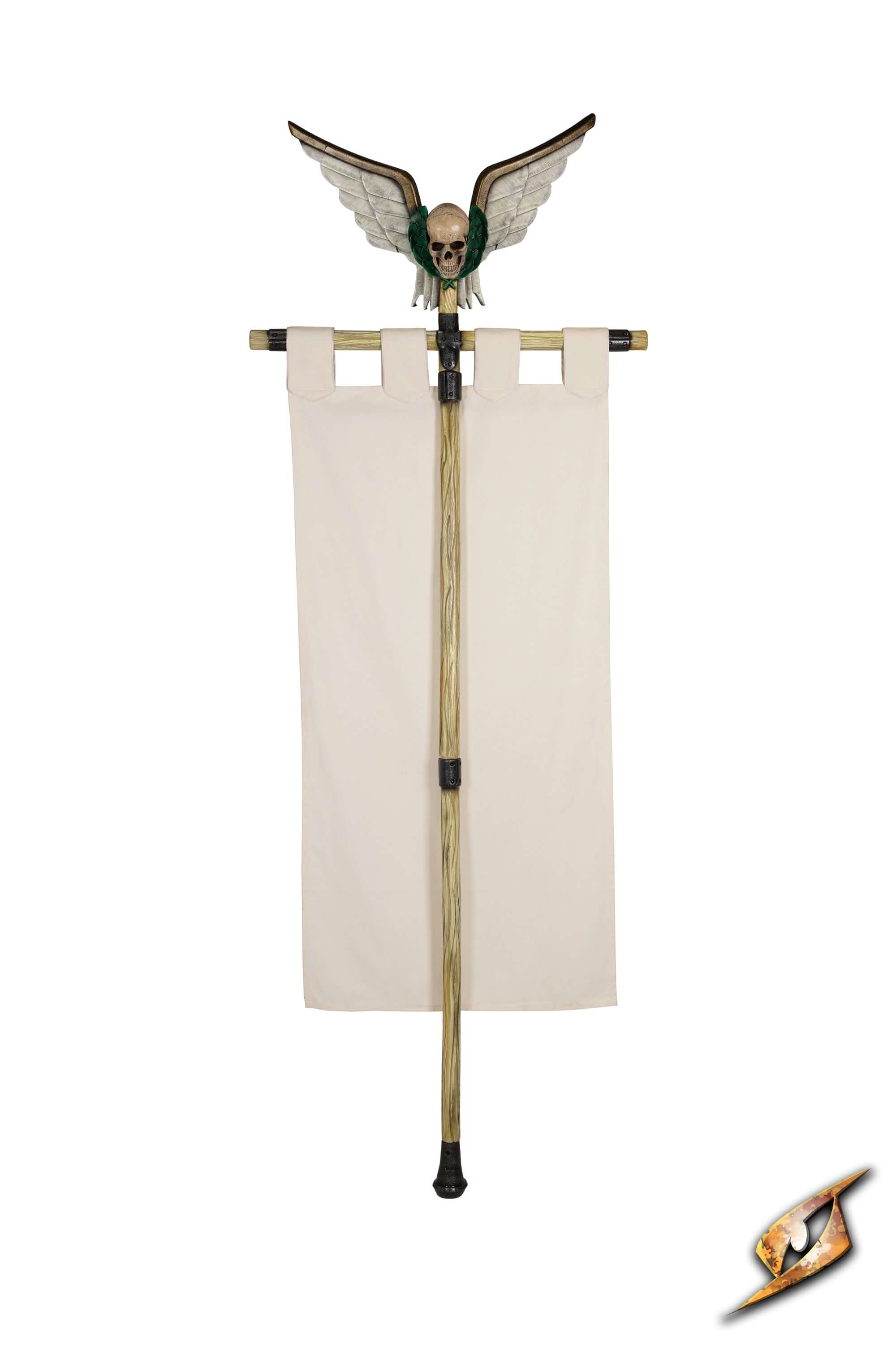 Complete Battle Standard Set - Winged Skull Top featuring a winged skull atop a pole with a banner.