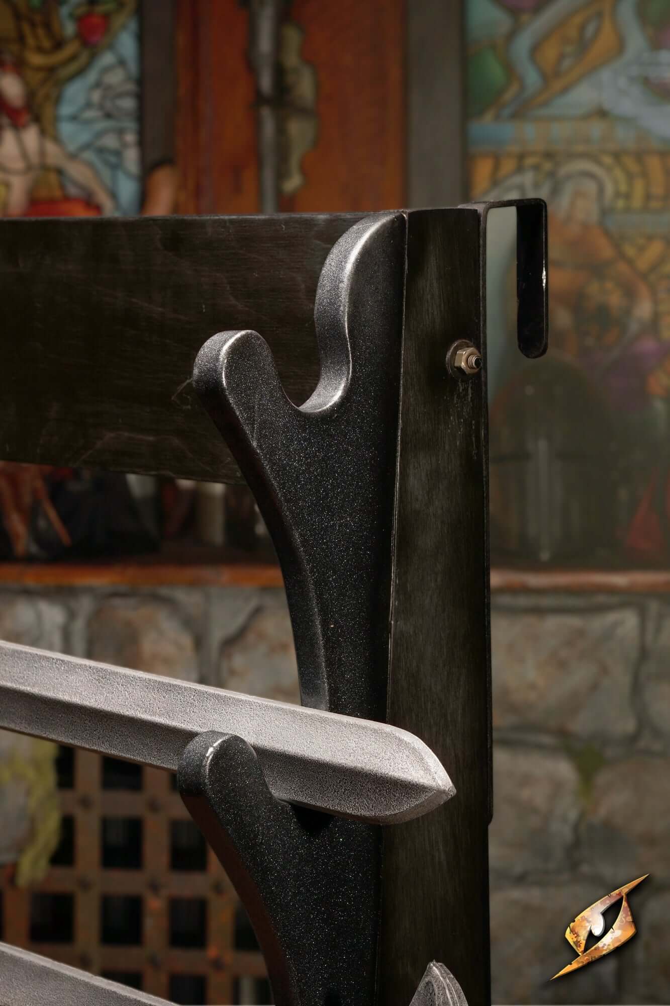 Display - Sword Wall Racking 5 slots close-up showing the sleek design and details of the sword rack.