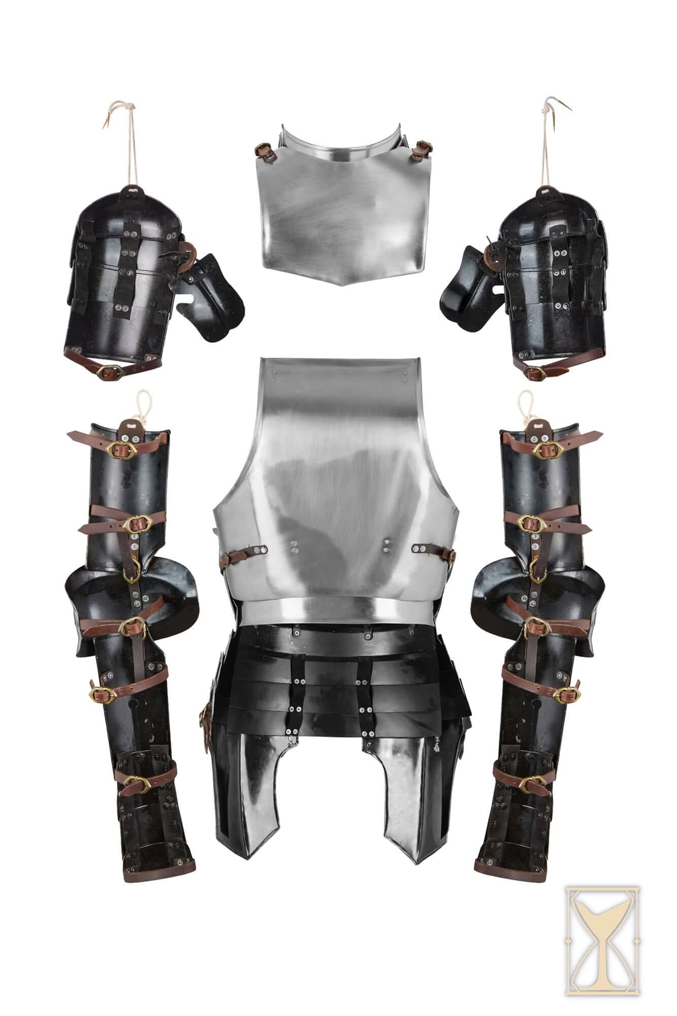 Complete Landsknecht Armour Set - 1.6mm - YoreMade with polished steel pieces.