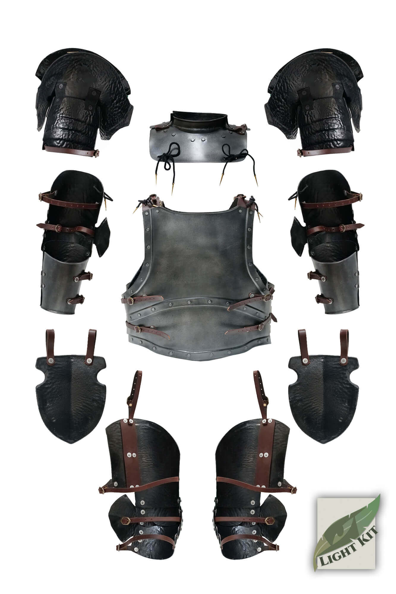 Captain Complete Set - Light Kit featuring a full head-to-toe armour set with matte blackened finish.