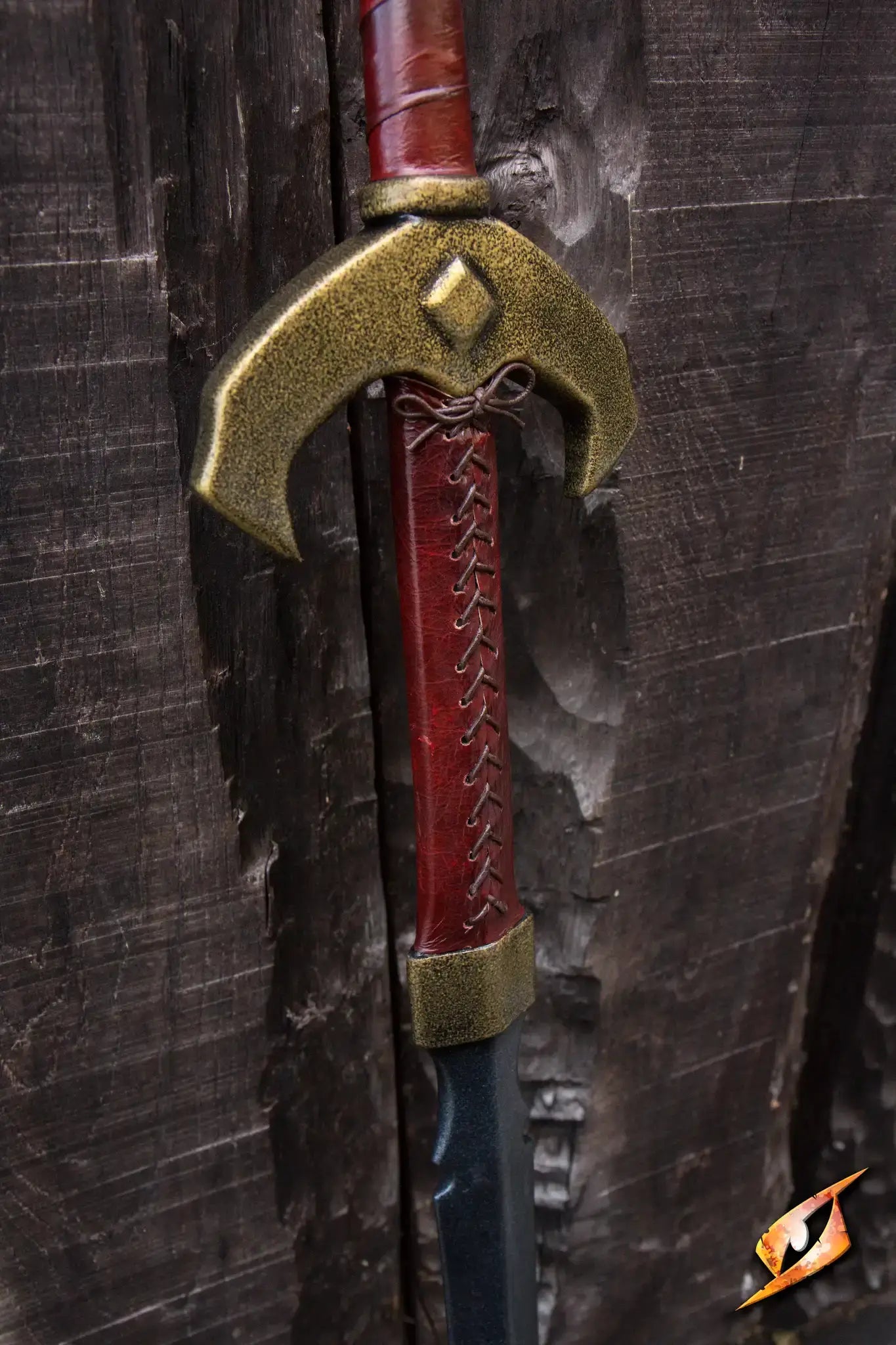 Close-up of the hilt of the Baal - 140 cm two-handed sword with Celtic design features.