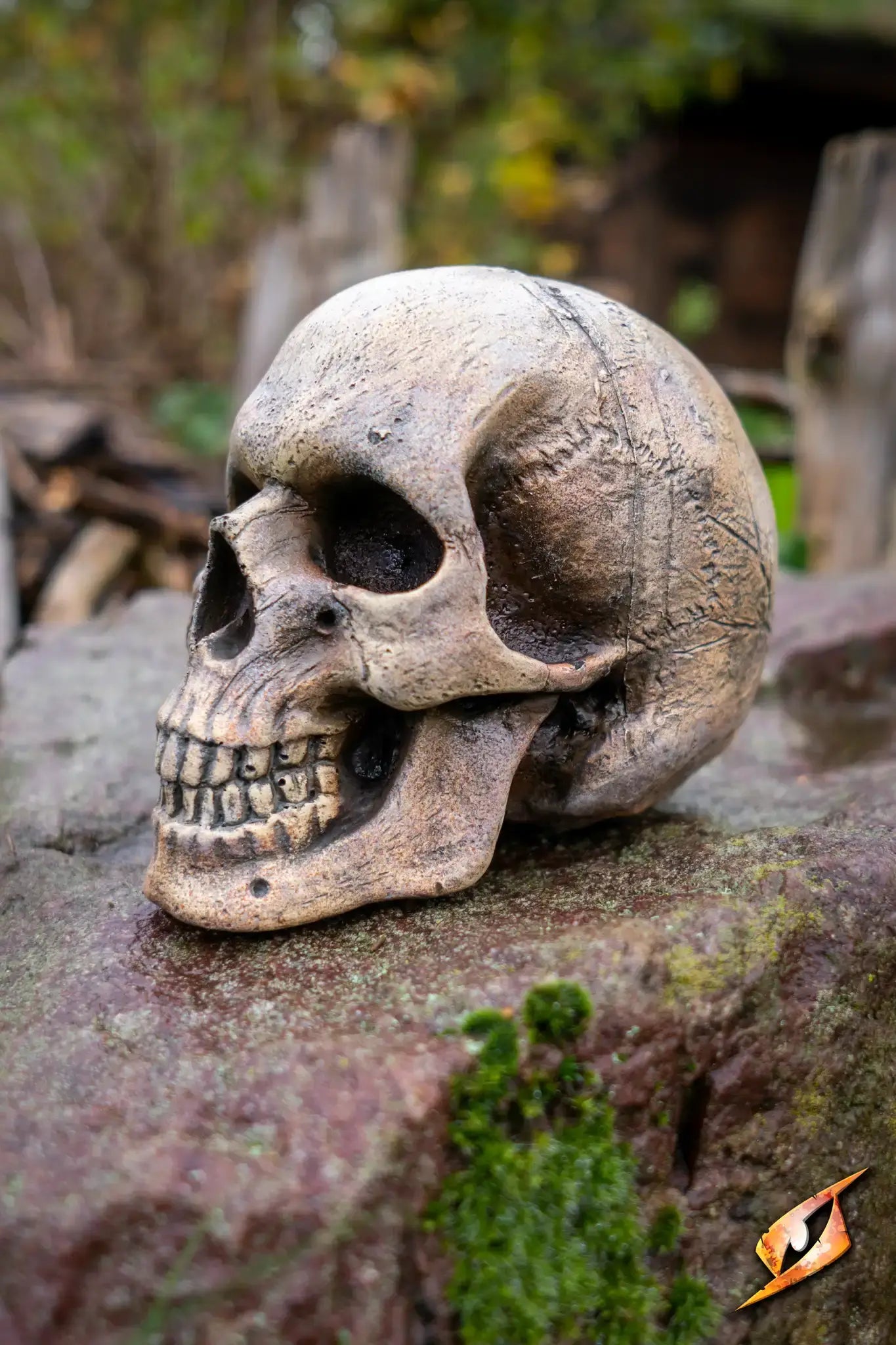Medium Skull on a stone surface, showcasing its detailed design for necromancers and spellcasters.