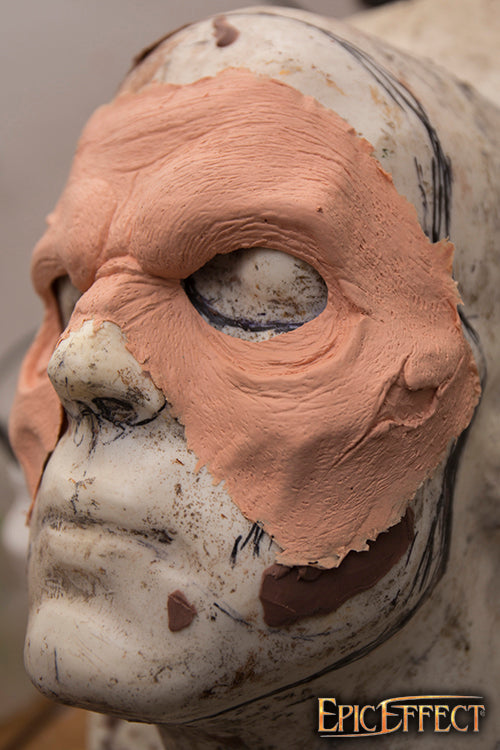 Latex prosthetic Zombie Brow mold on a mannequin, showcasing detailed undead facial features.