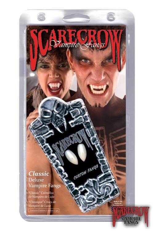 ScareCrow Vampire Fangs - Classic package featuring realistic fangs for a spooky costume effect.