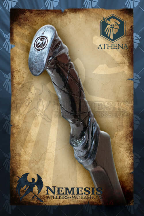 Assassin's knife with a detailed hilt design, featured on a vintage-style background.