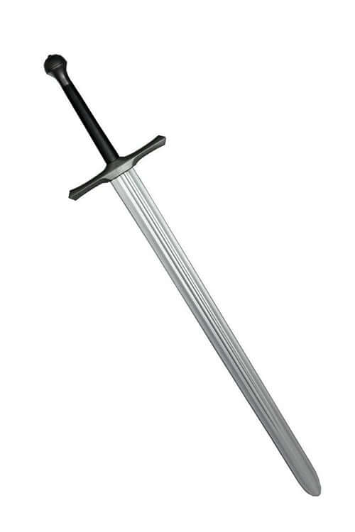 Bellator II Squire sword with a steel-colored blade and black handle, made from durable Calimacil foam.