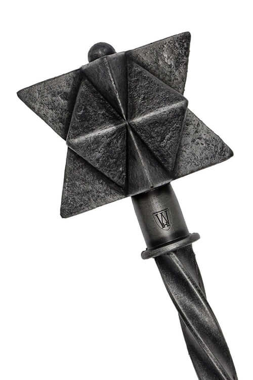Close-up of the Bailiff's Mace, an official replica from Kingdom Come: Deliverance, crafted for cosplay and mock combat.