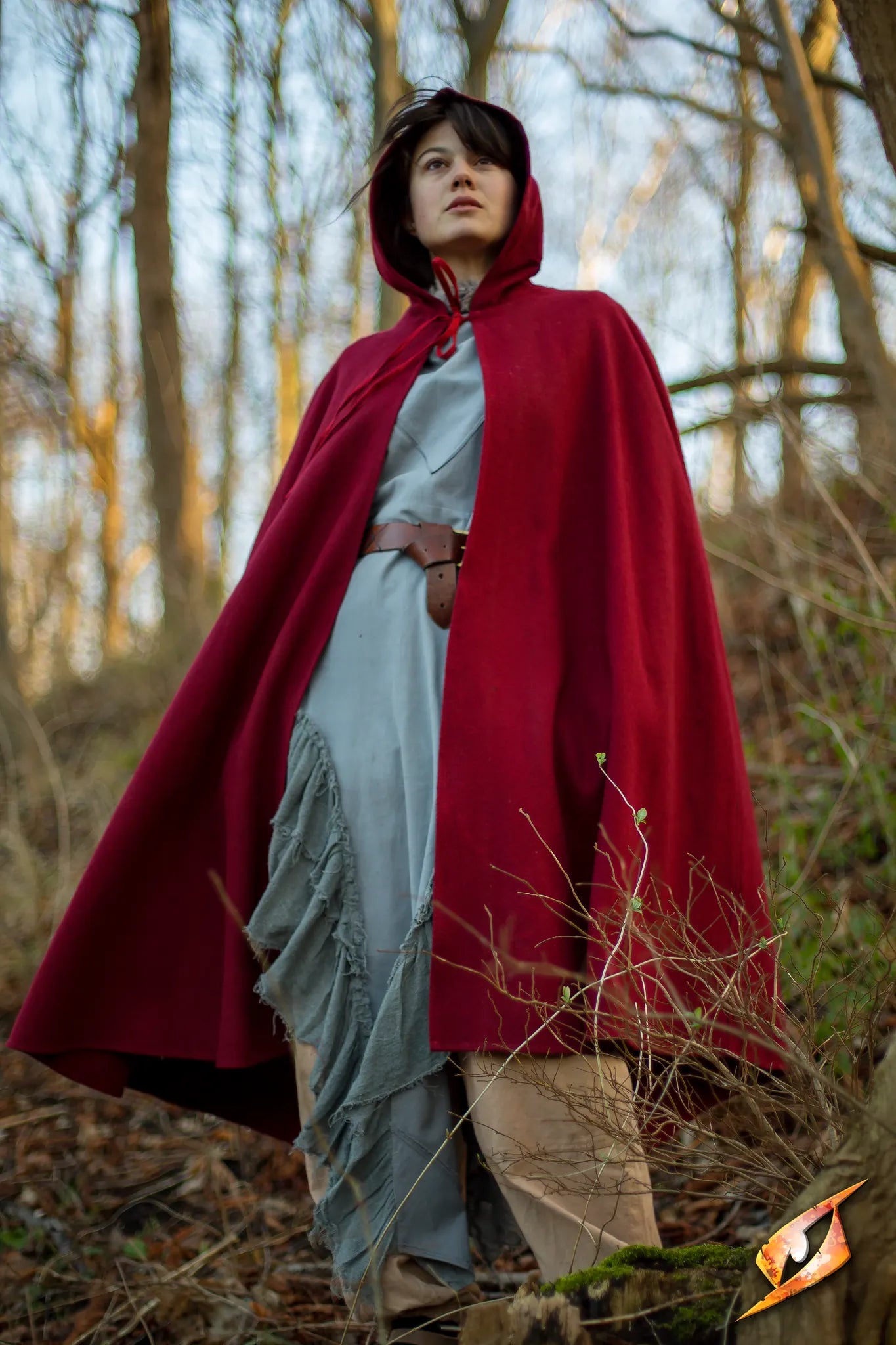 Cape Wool - Heavy, water-tight red wool cape with hood, perfect for character looks and protection from elements.