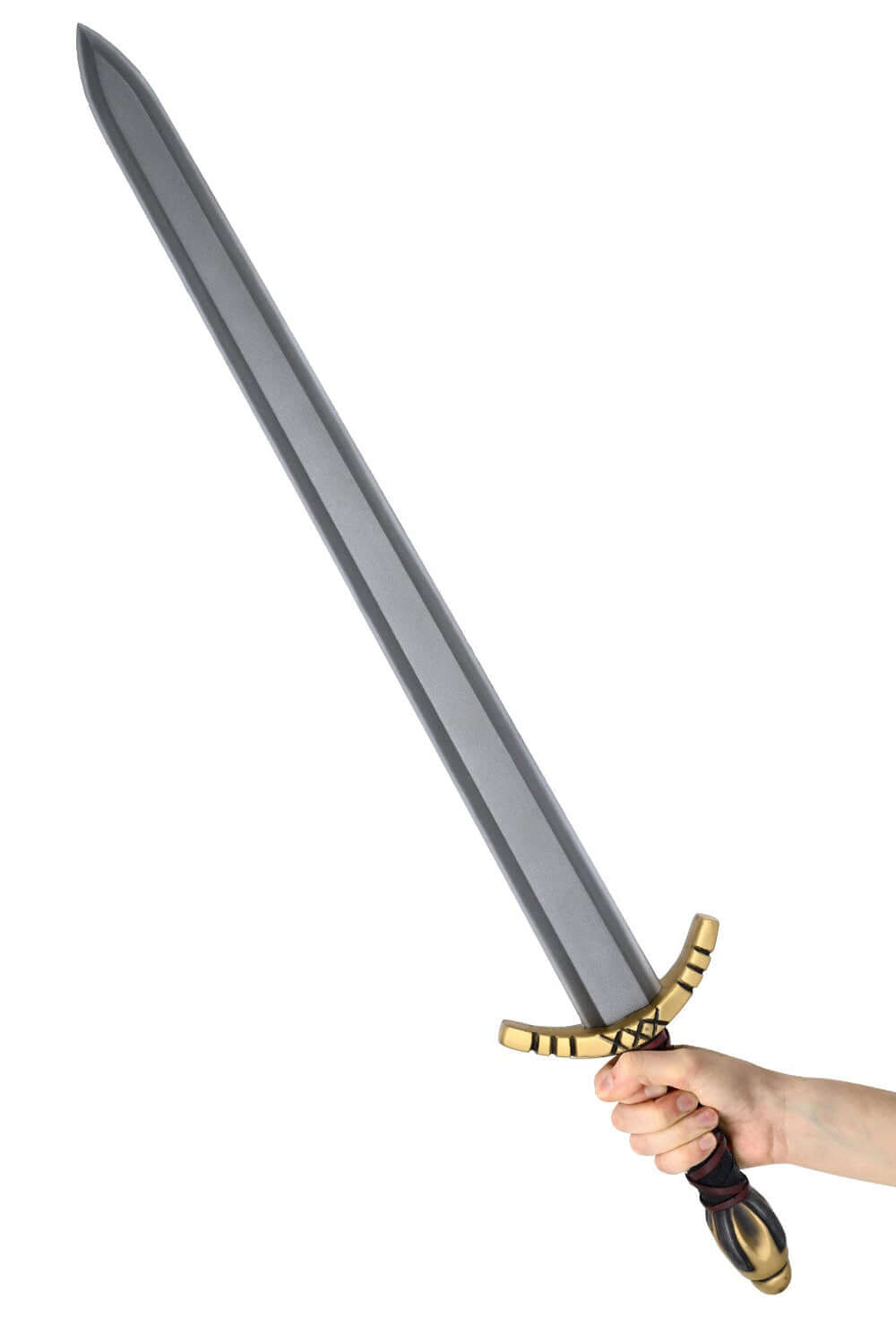 Alesia II LARP sword with black grip, gold and black crossguard, perfect for dual-wielding.