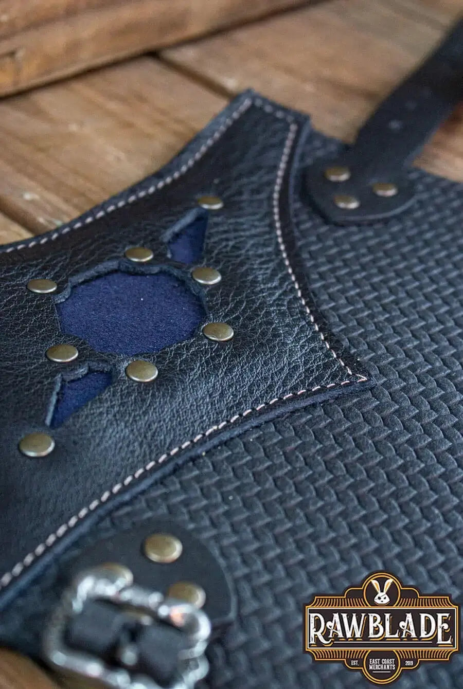 Beljant Bracer with detailed stitching and buckles, crafted from high-quality leather with unique color options.