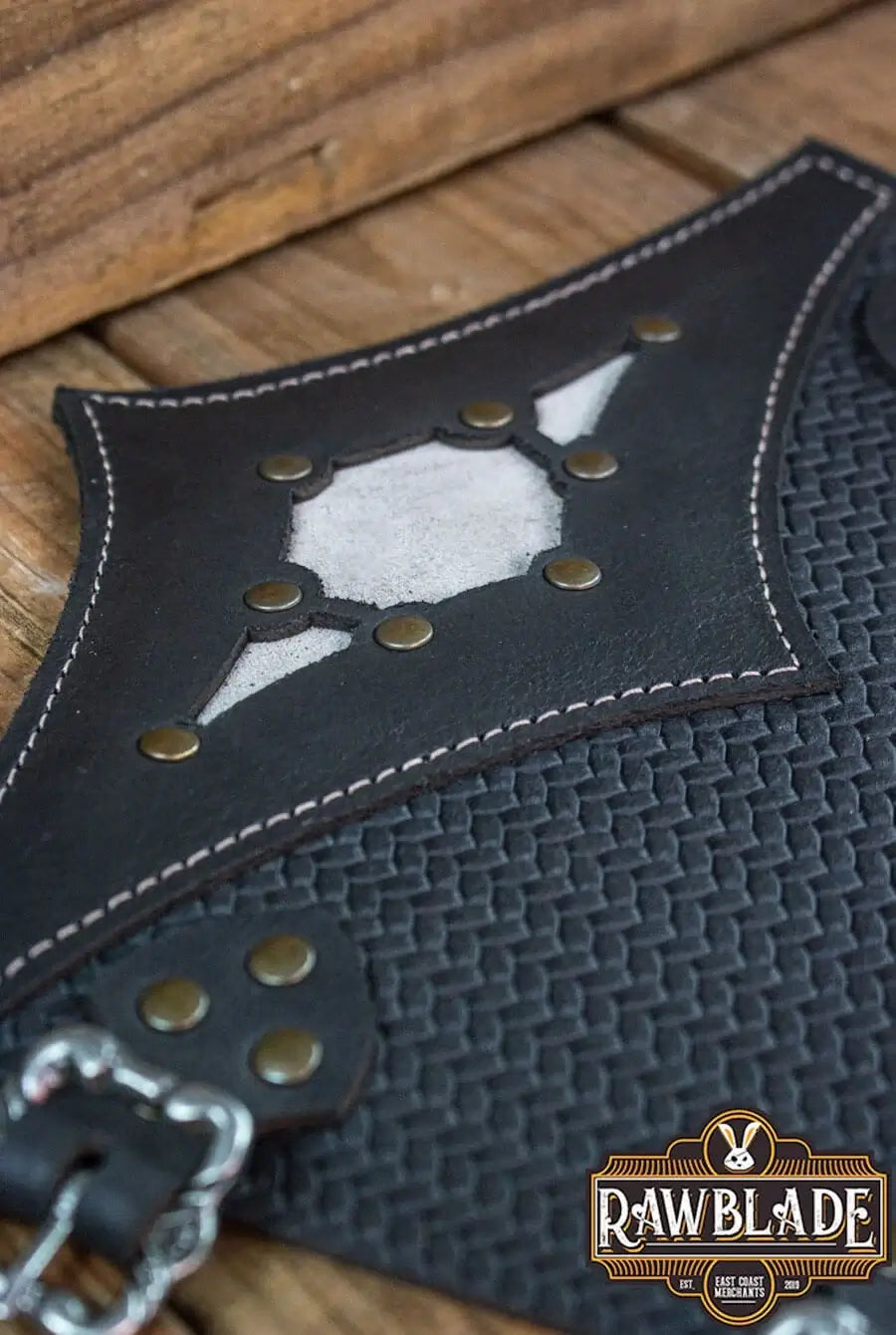 Close-up of the Beljant Bracer showcasing intricate stitching and high-quality leather craftsmanship.