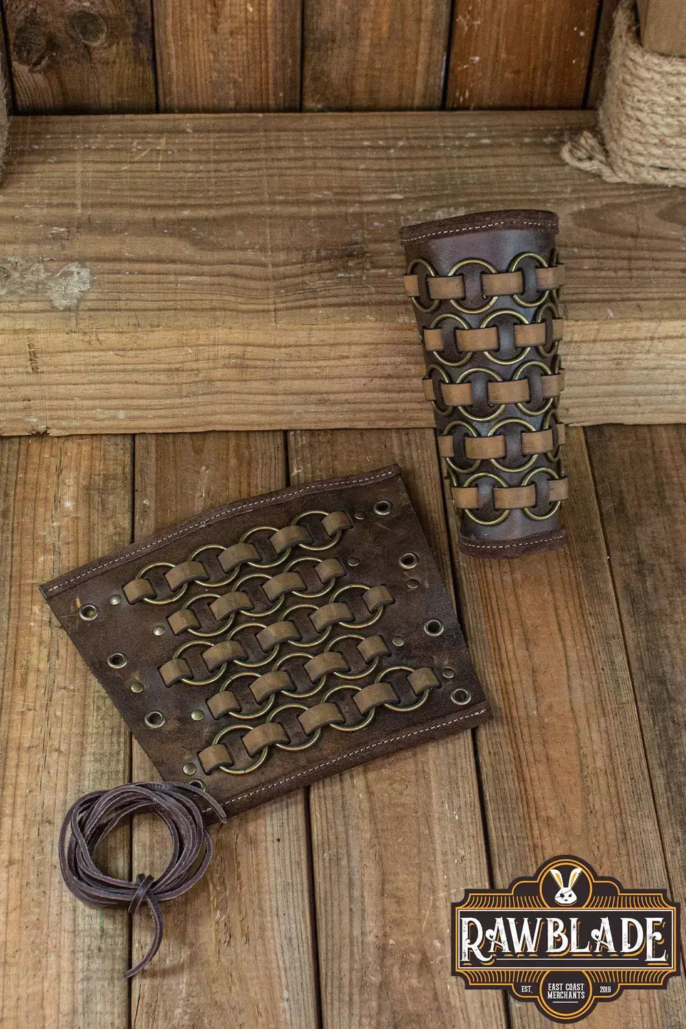 Fighter Bracelet features adjustable leather straps and buckles, ideal for combat protection and durability.