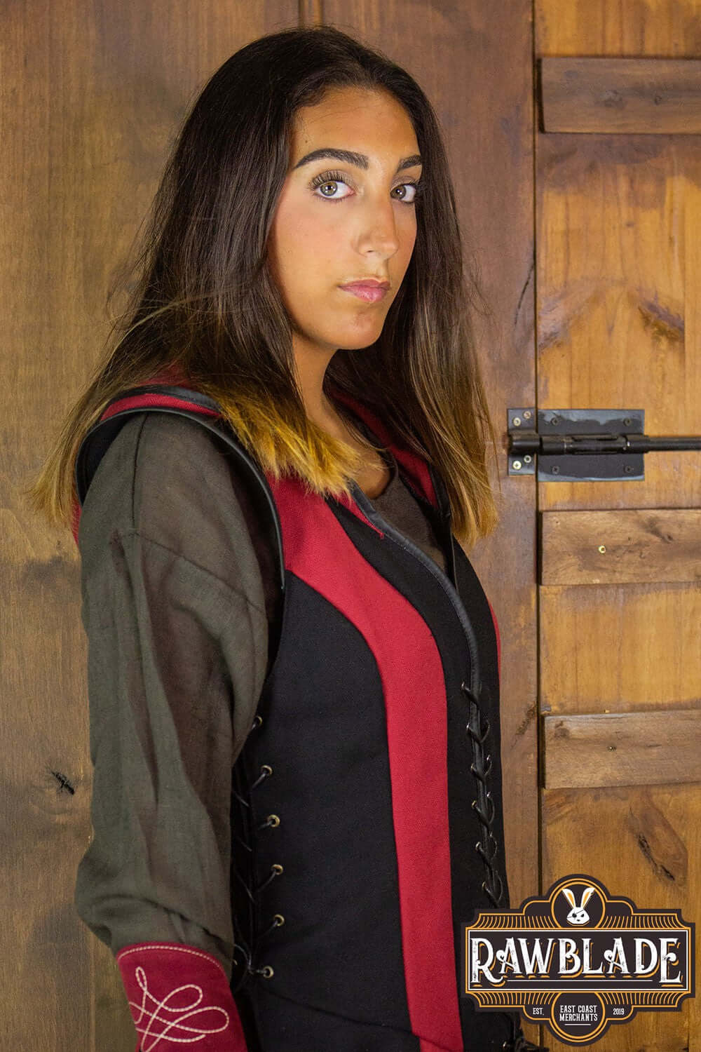 Arylith Archer Cotton Tunic in elegant design with adjustable drawstrings and wide hood, showcased by a model.