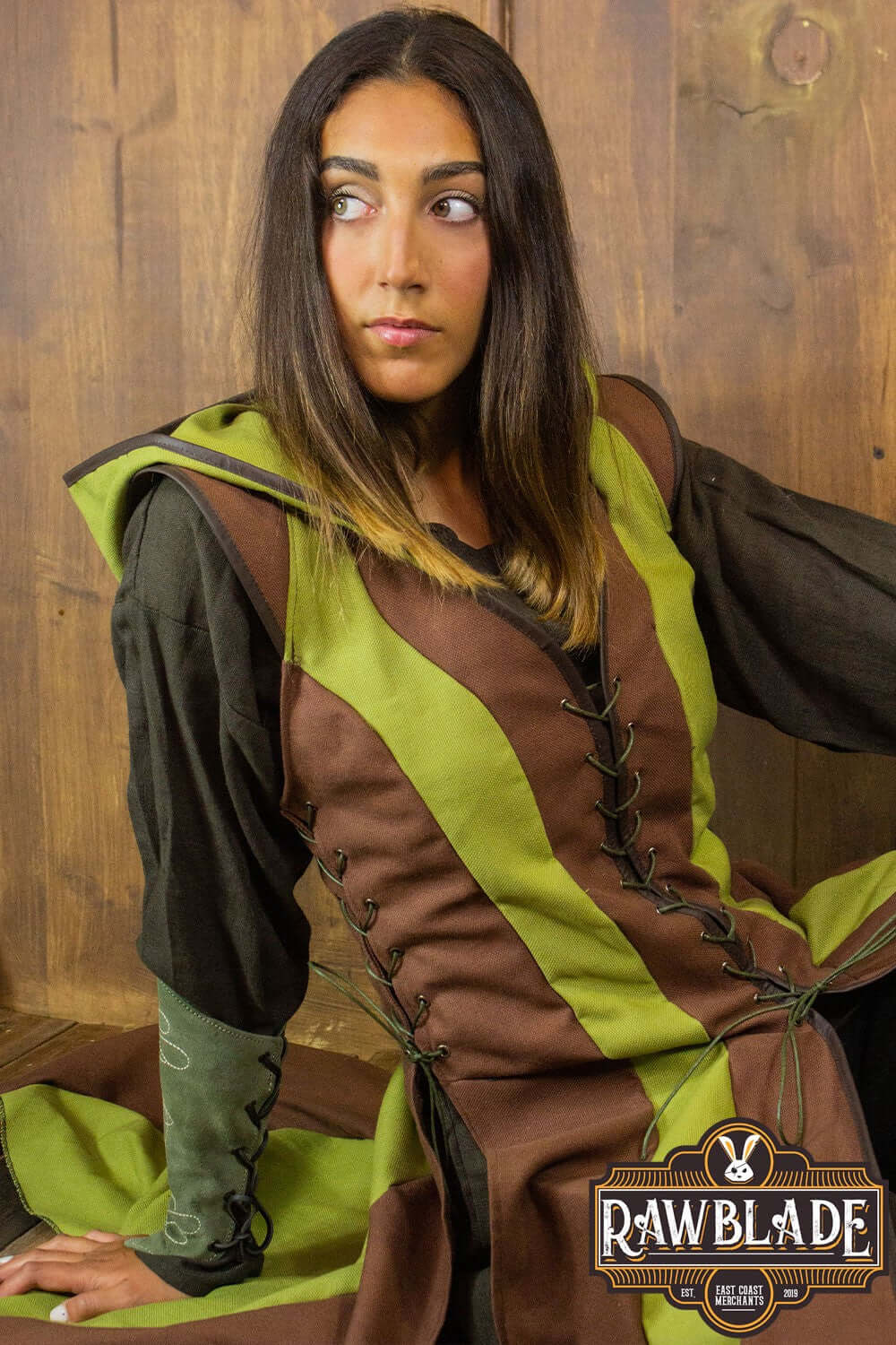 Arylith Archer Cotton Tunic worn by a model, showcasing its elegant design and figure-flattering fit.