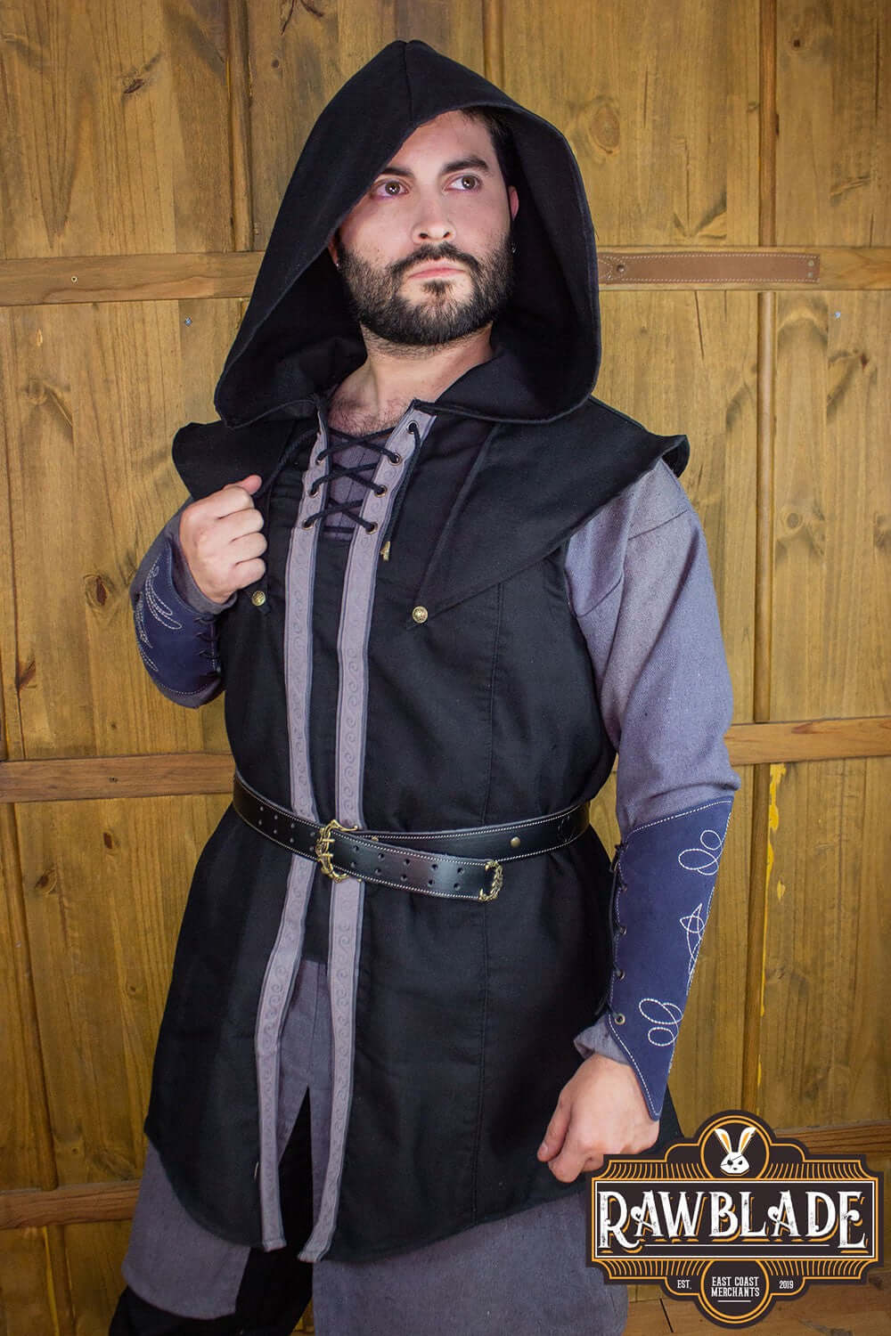 Karanthir Tunic from Rawblade, featuring a wide hood, perfect for young wizards and elven trackers.
