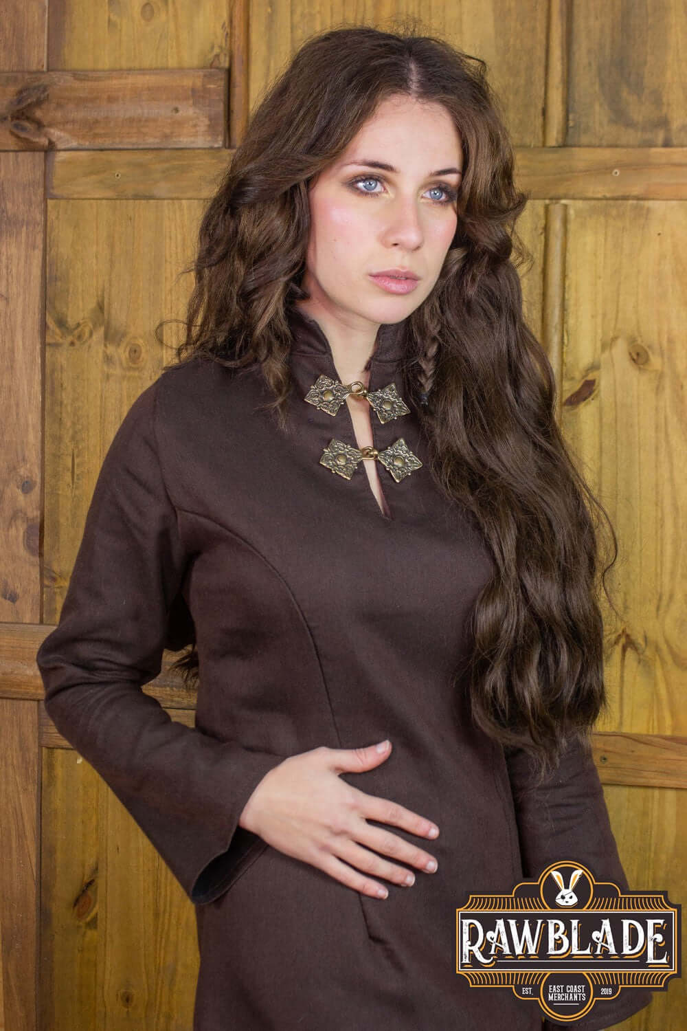 Astherii Tunic featuring a model with long sleeves and high neck design, ideal for LARP enthusiasts.