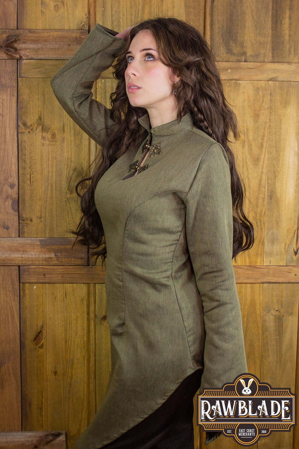 Astherii Tunic from Rawblade featuring long flared sleeves and high neck design, perfect for LARP enthusiasts.