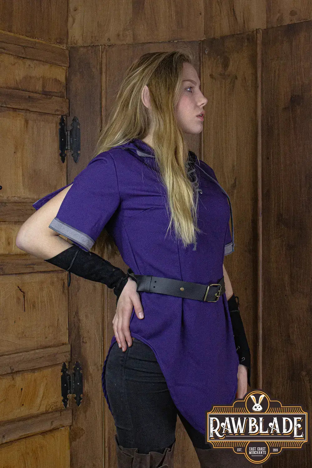 Briannan Ranger Tunic featuring a comfortable design with a wide hood and suede trims in various colors.