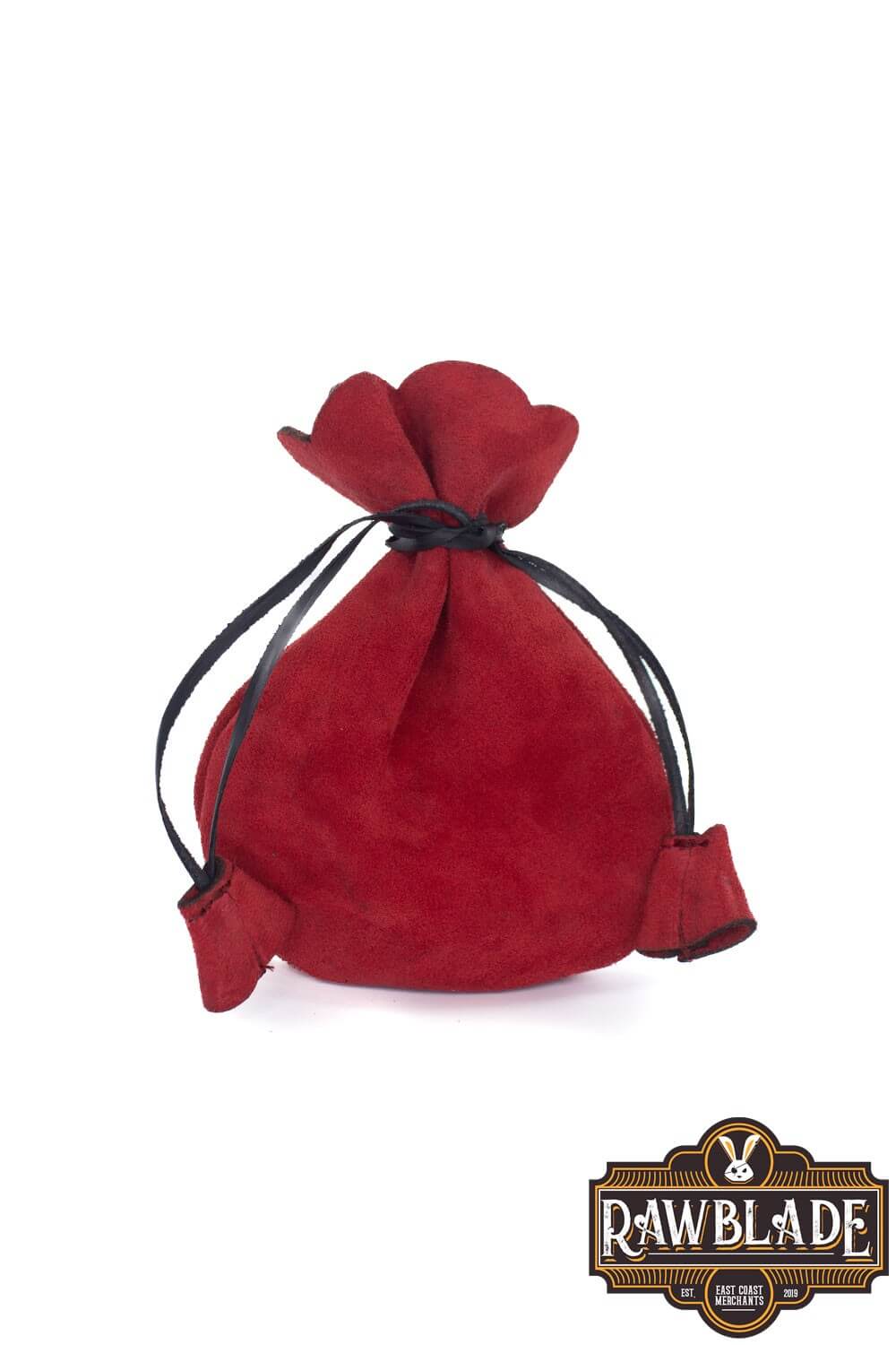 Alentorn Coin Bag in red soft split leather with drawstrings from Rawblade.