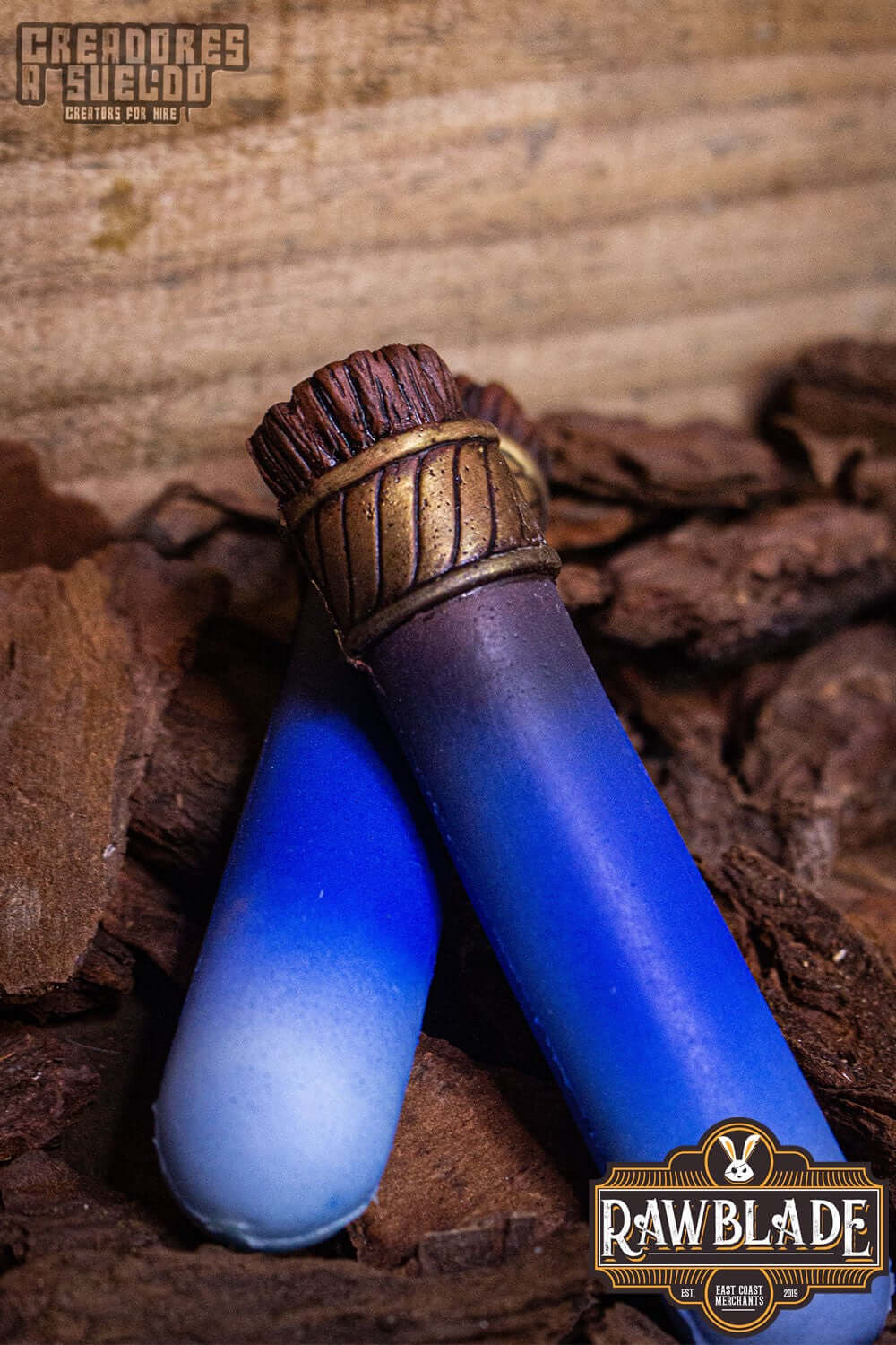 Alchemical Vial in blue gradient, crafted for mages and alchemists, made of safe polyurethane foam.