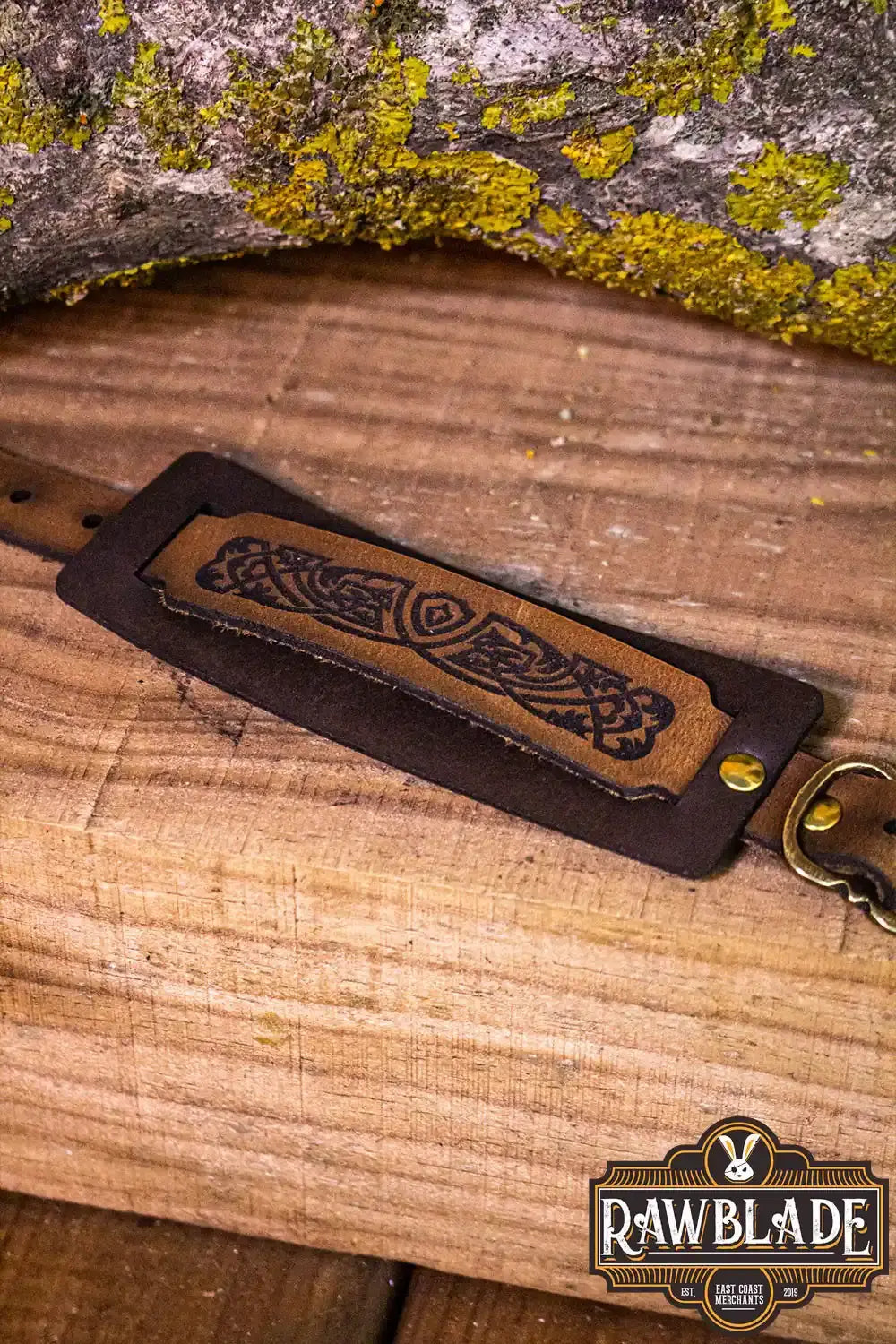 Aredel Leather Bracelet with elegant black filigrees on high-quality brown leather stripes.
