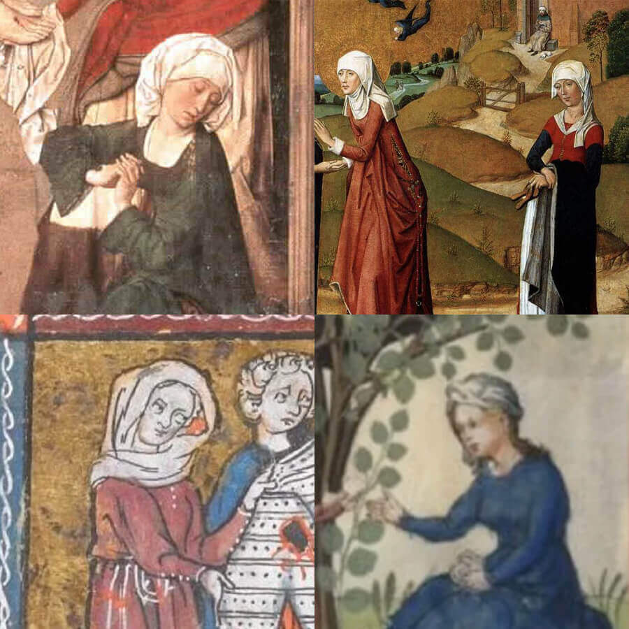 Rectangular veil filet historical inspiration medieval art paintings