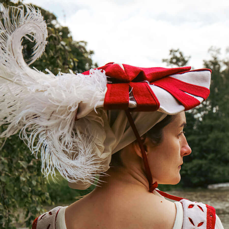 Woman in landsknecht hat