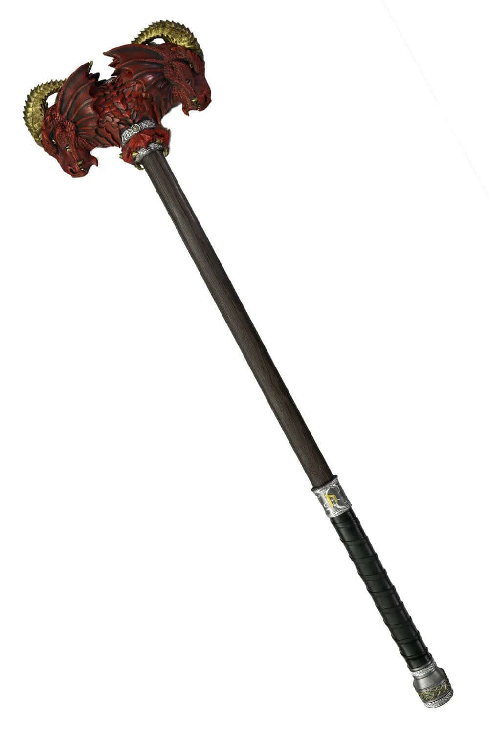 Calfera's Hammer featuring a powerful red design with dragon heads, ideal for dramatic combat use.