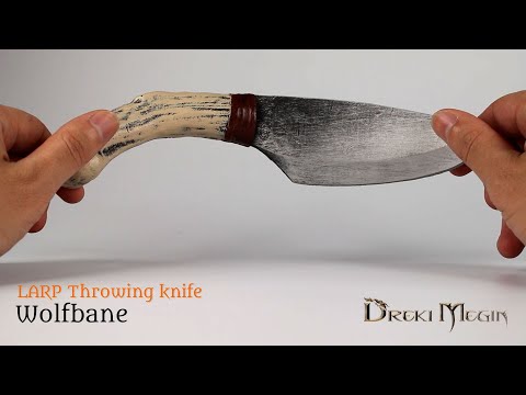 Wolfbane Throwing Knife with a bone handle, perfect for LARP and inspired by legends.