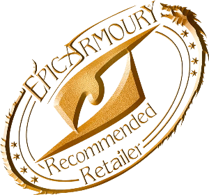 Epic Armoury recommended retailer seal, featuring a golden emblem with stylized design and text.