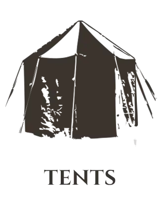 Tents icon showing a canvas pavilion tent.