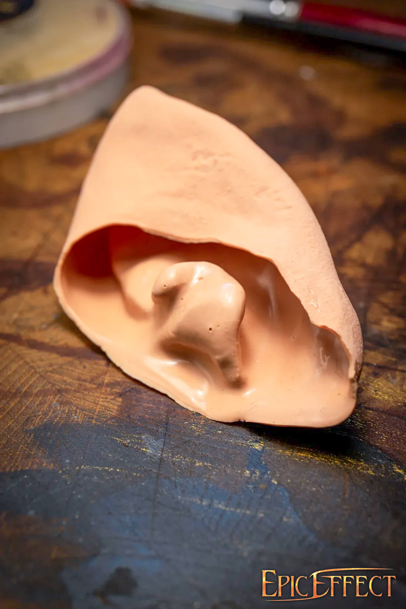 Halfling Ears latex prosthetic detail with subtle pointed shape for character costumes.