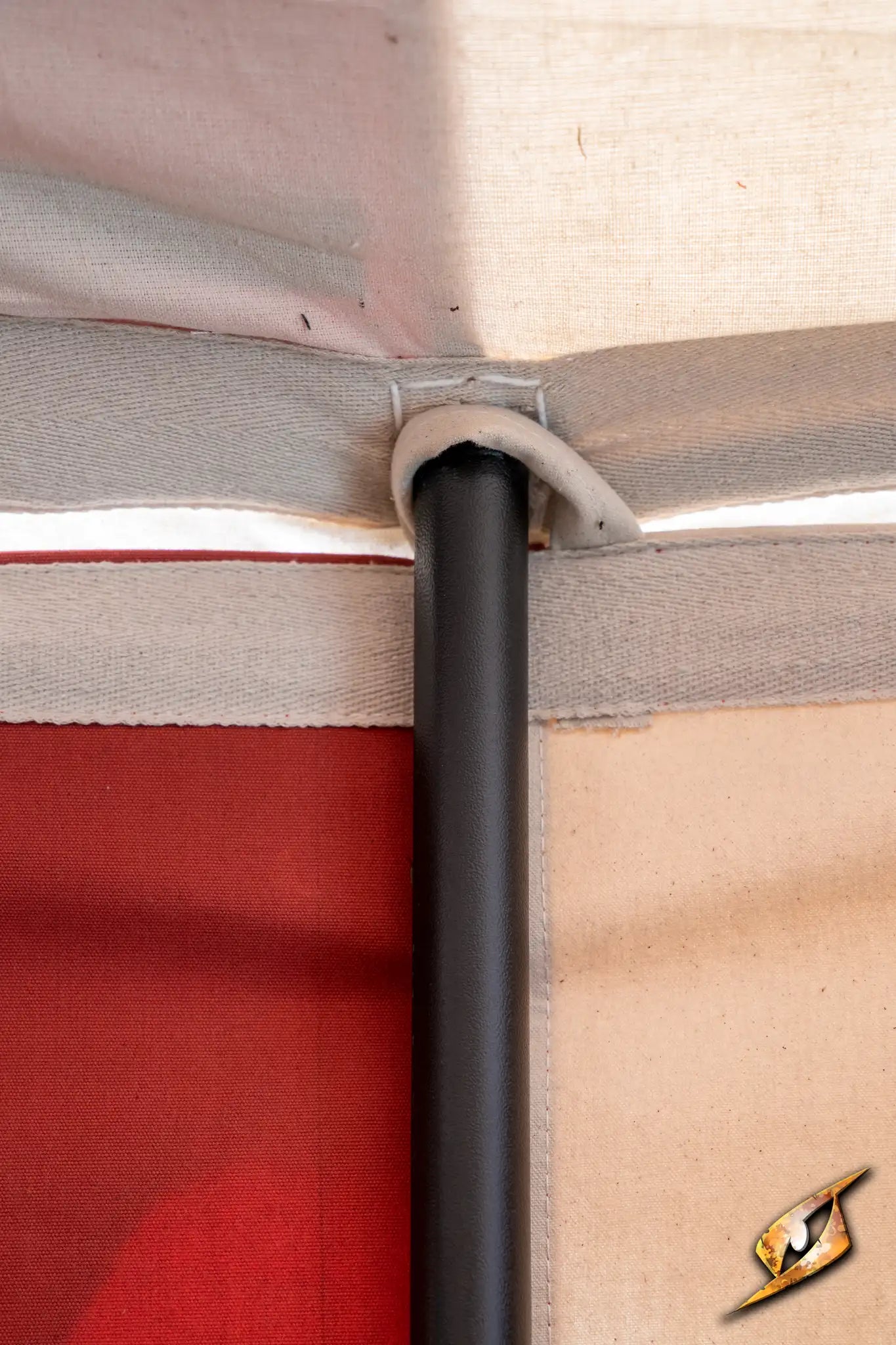 Corner detail of the Marquee Tent - 4x6m showcasing its sturdy support and fabric design.