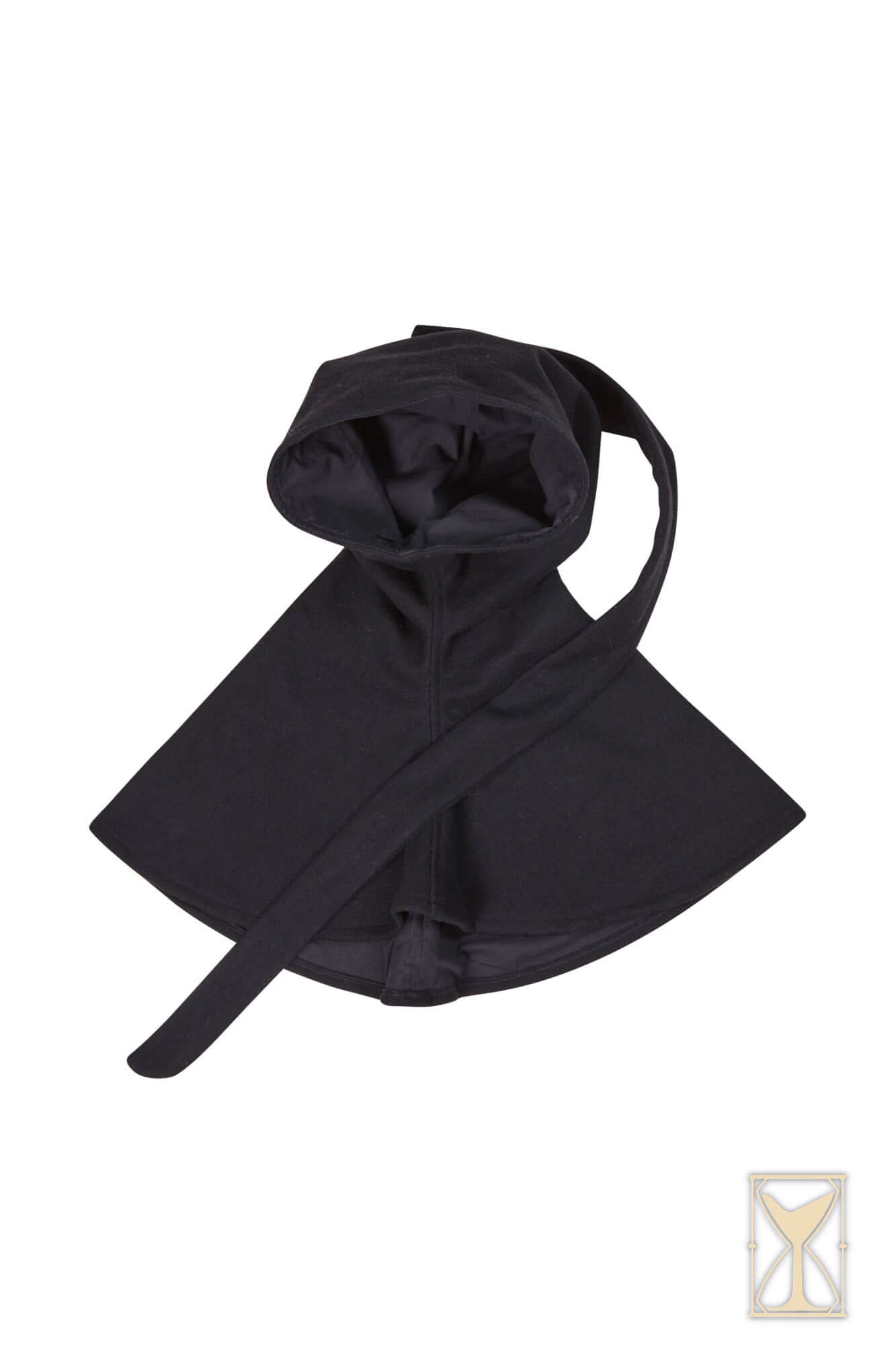 Simple Liripipe Hood - Brushed Wool medieval headwear in black, providing warmth and style.