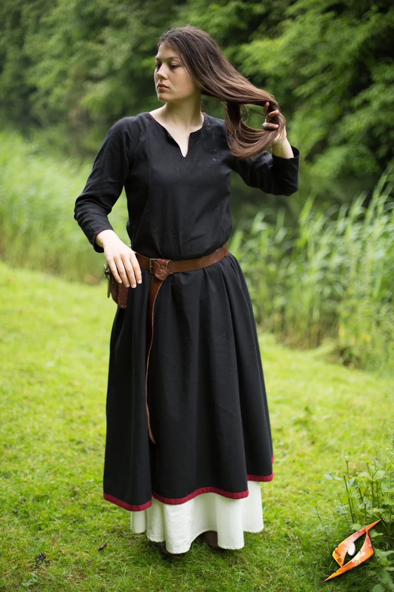 basic dress long Shona Joy - La Lune Plunged Long Sleeve Maxi Dress - Espresso