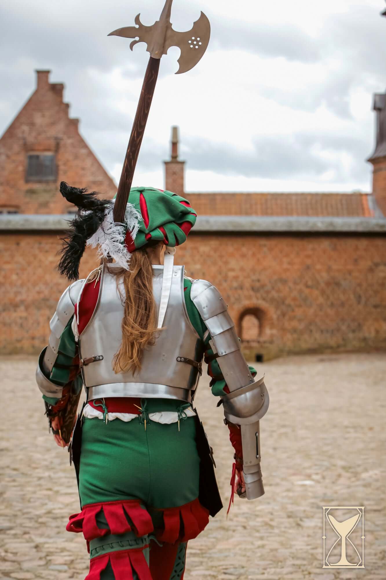 Landsknecht Vambraces - 1.6mm - Yoremade worn by a reenactor in historical attire.