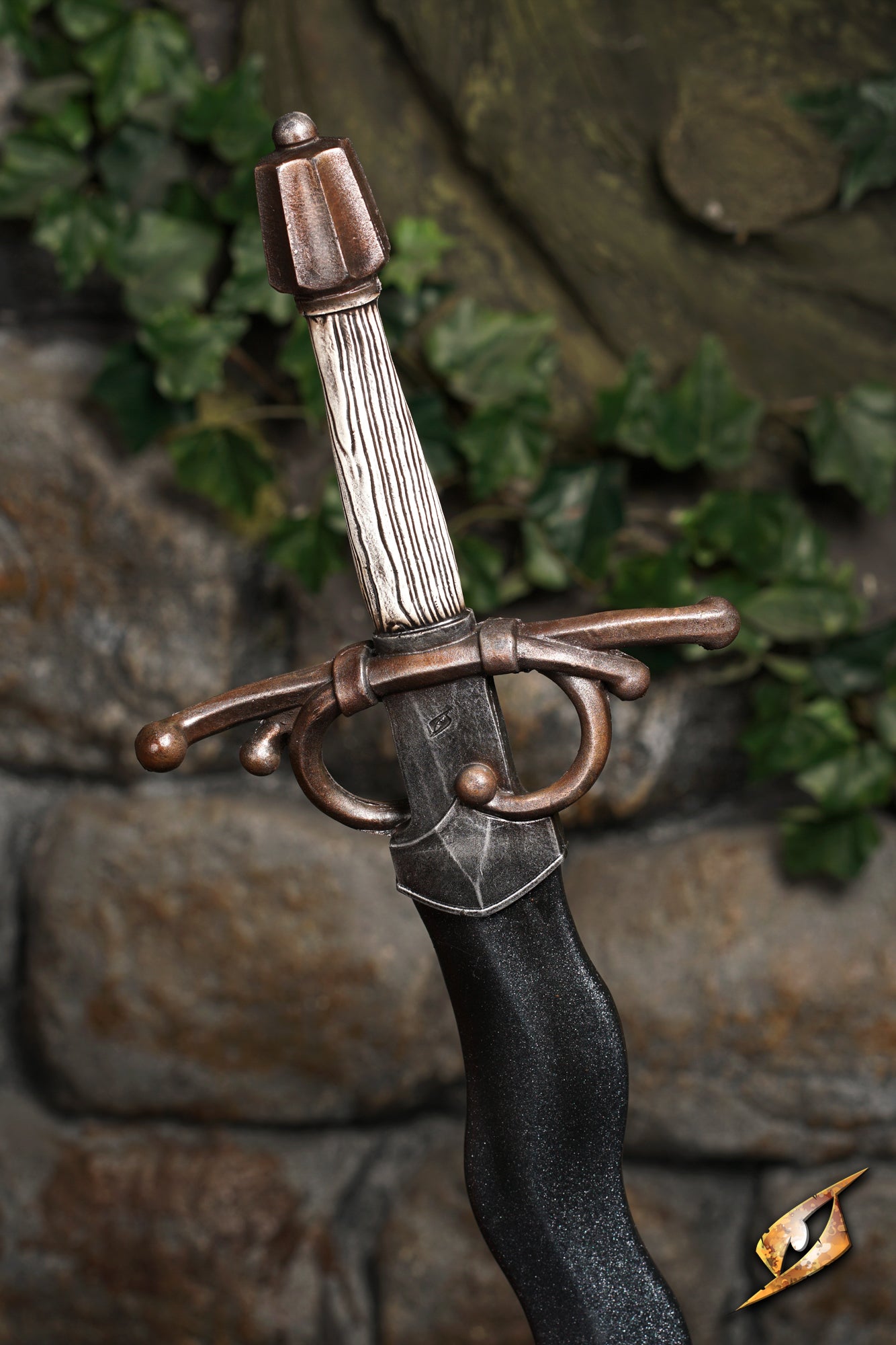 Noble Flamberge close-up showcasing the intricate hilt and flame-shaped blade design.