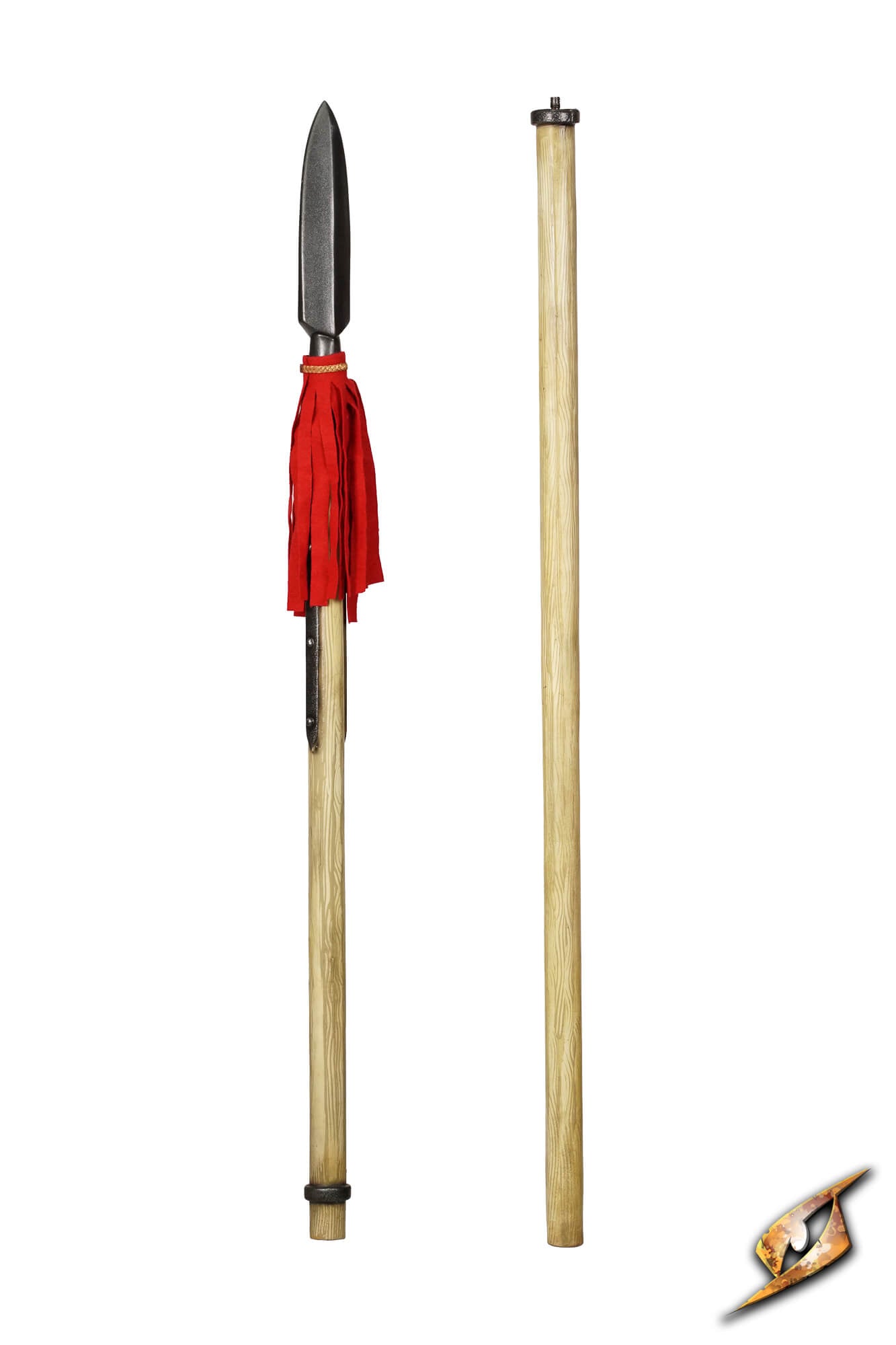 Complete Landsknecht Armour Set - YoreMade featuring a spear with a red tassel and wooden shaft.