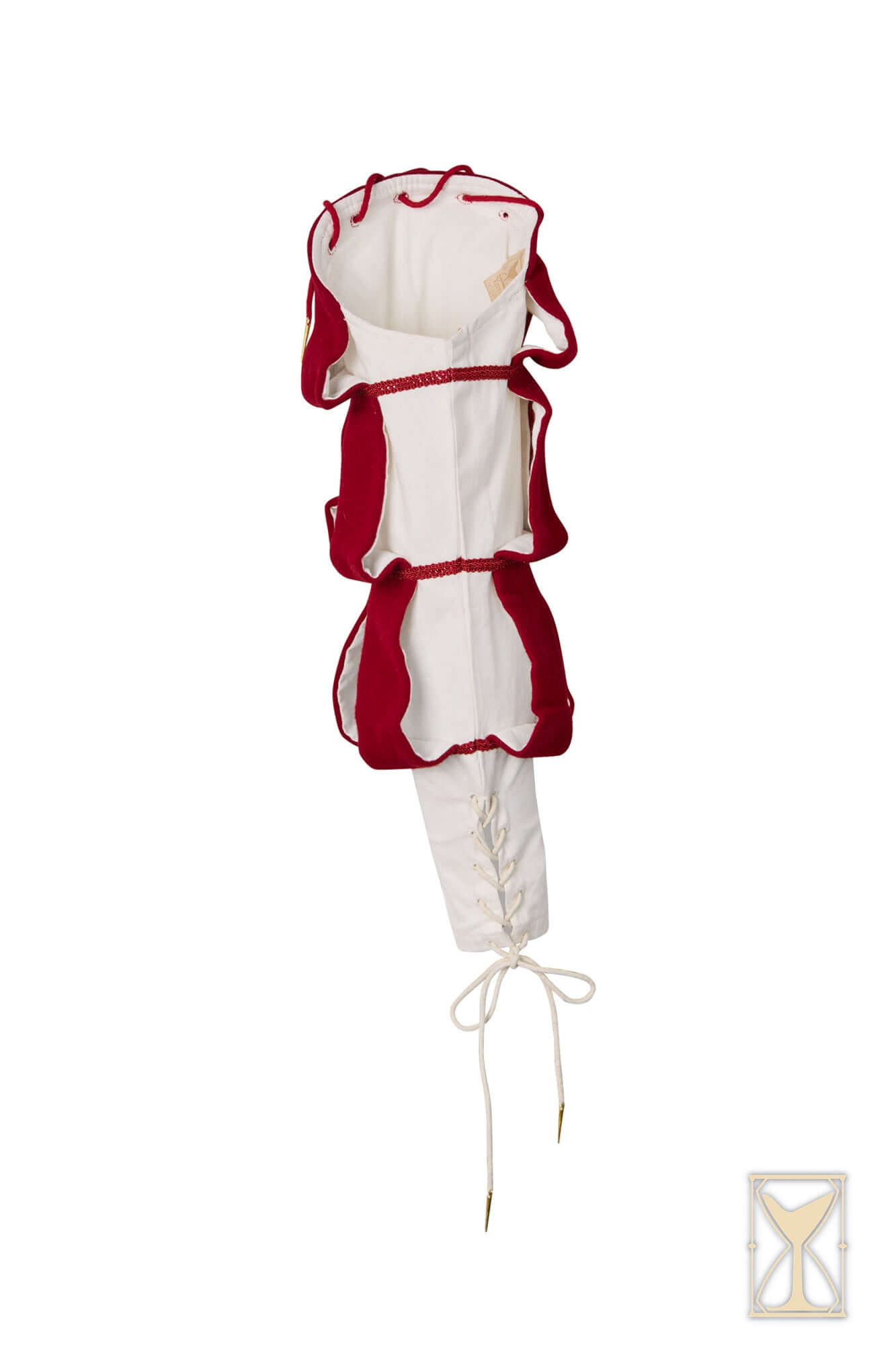 Landsknecht Waterfall Sleeve in white with red accents, showcasing a tiered design for historical and theatrical outfits.
