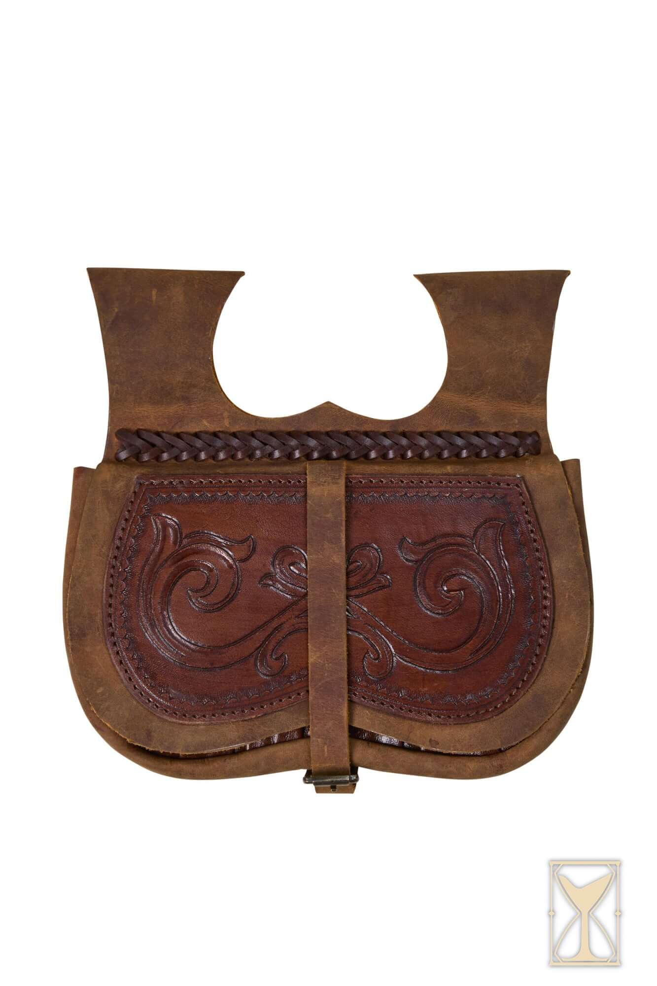 Kidney Bag with embossed floral pattern and braided strap, showcasing soft brown leather design for elegant everyday use.