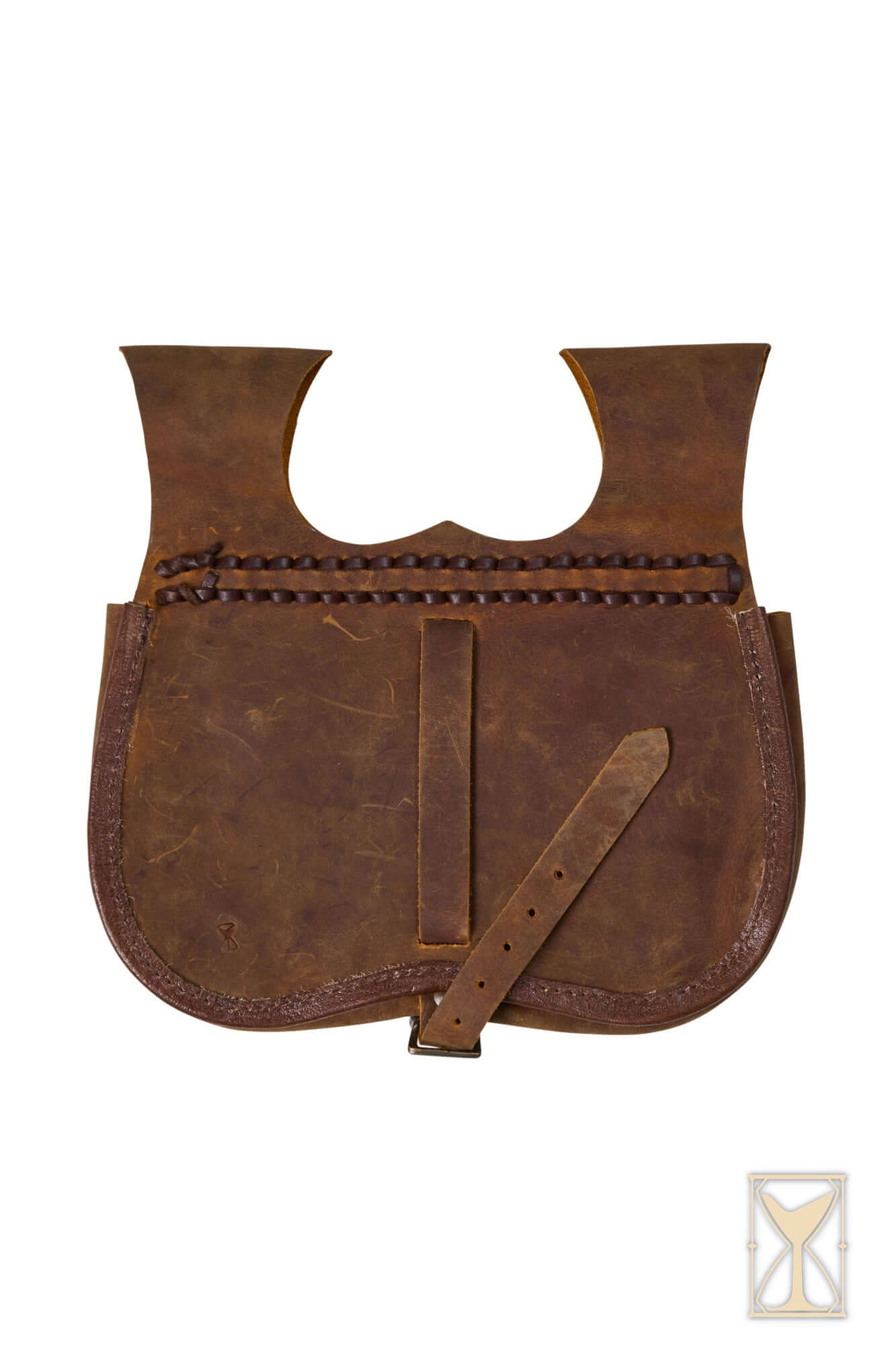 Kidney Bag made of warm brown leather with elegant design for LARP and reenactment.