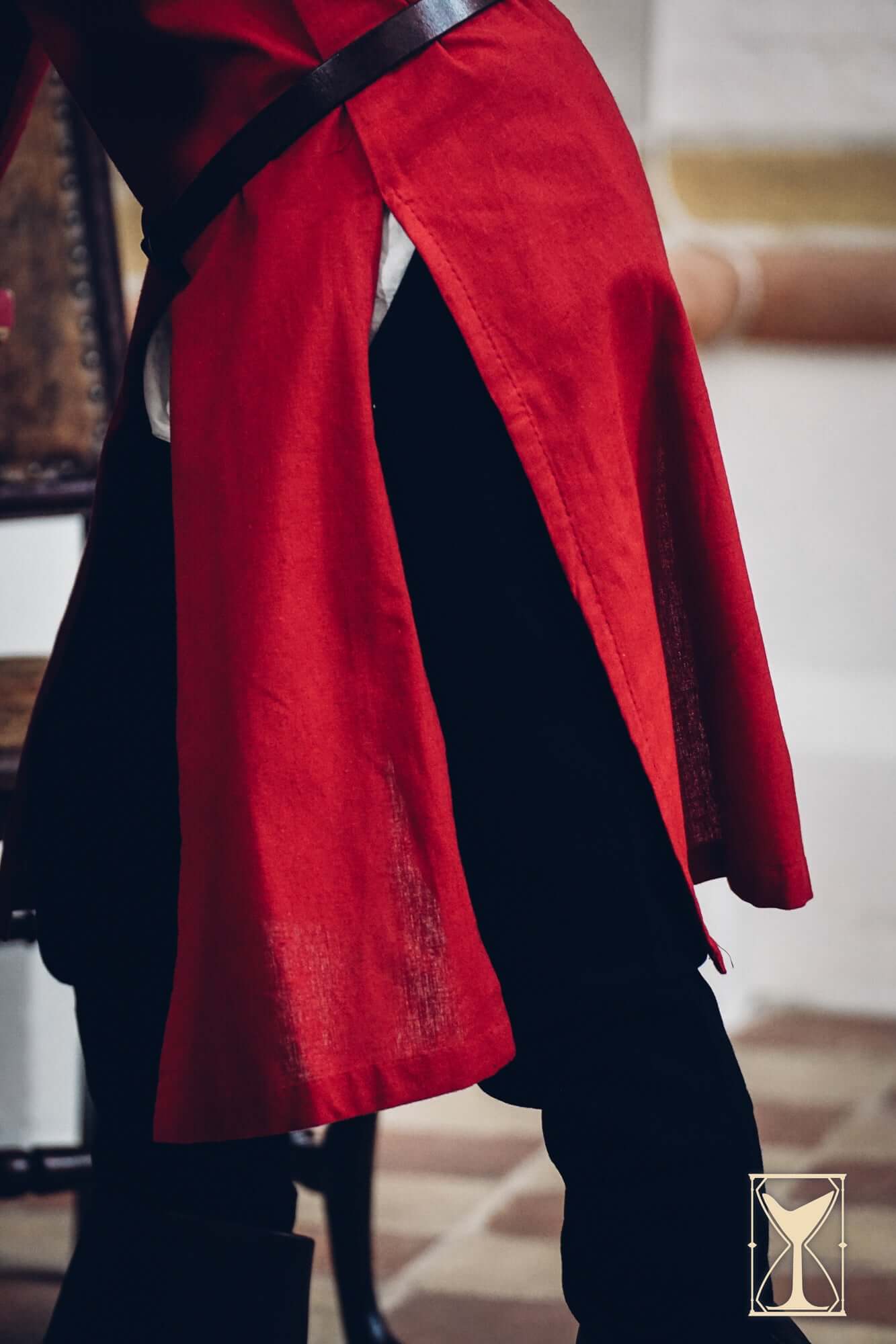 Medieval Riding Tunic showcasing deep splits for ease of movement in a stylish design.