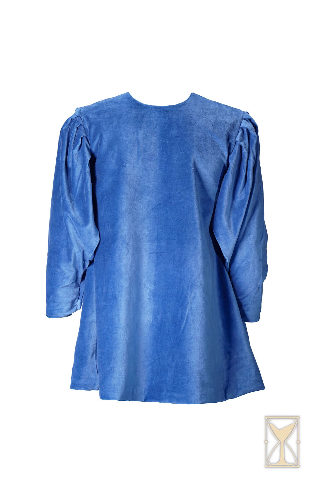 Velvet Surcoat in blue, showcasing elegant lines and soft fabric, perfect for medieval and fantasy costumes.