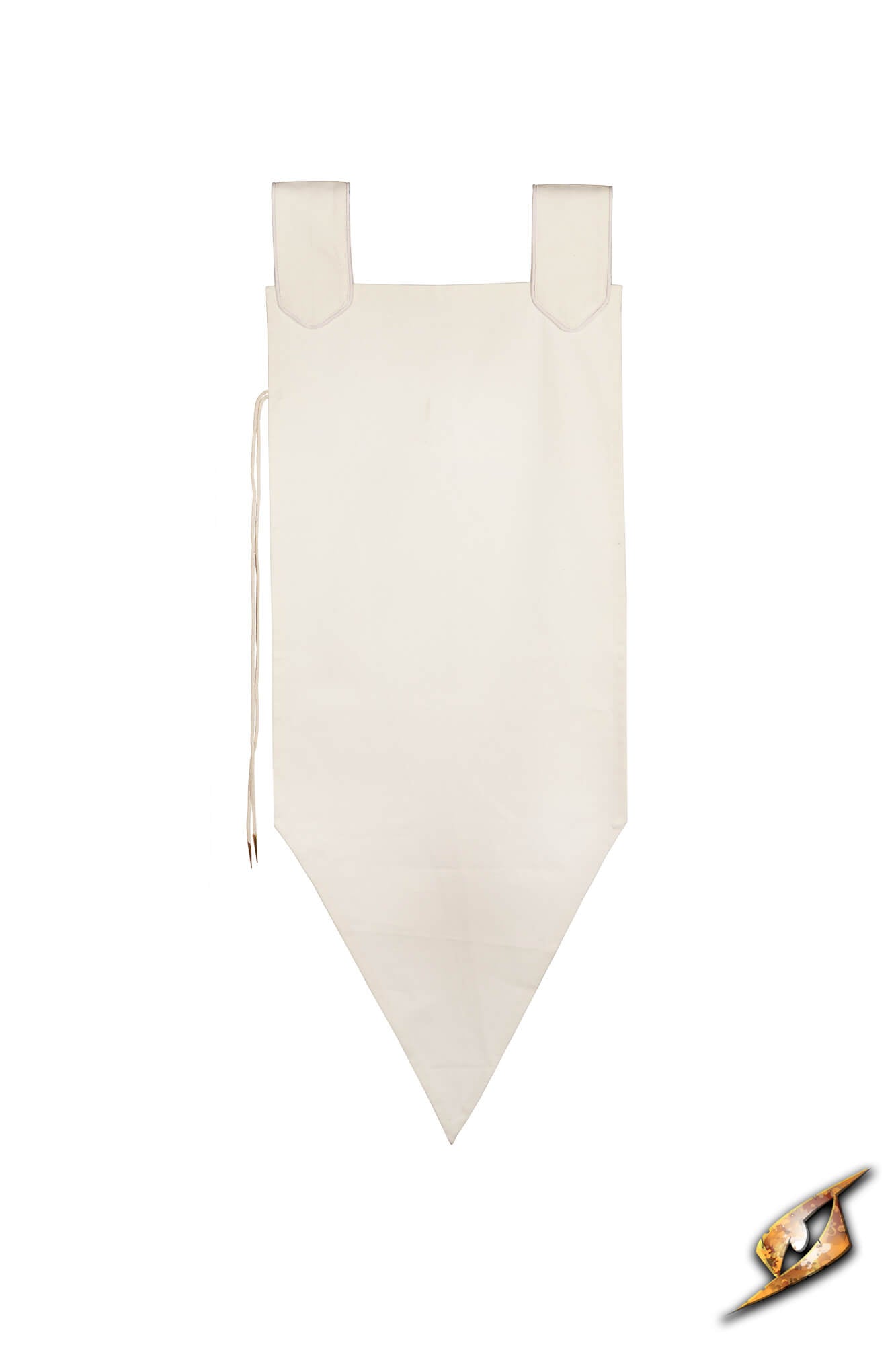 Battle Standard - Pennon in white fabric, featuring top ties and a pointed bottom design.